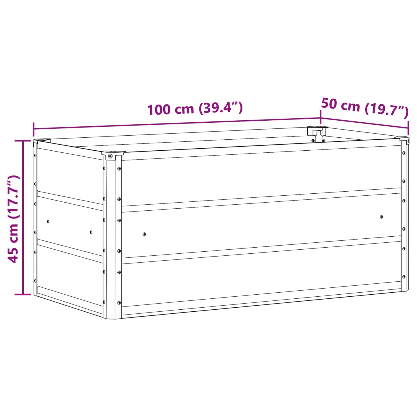 Fioriera Antracite 100 x 50 x 45 cm Acciaio zincato | homemem39