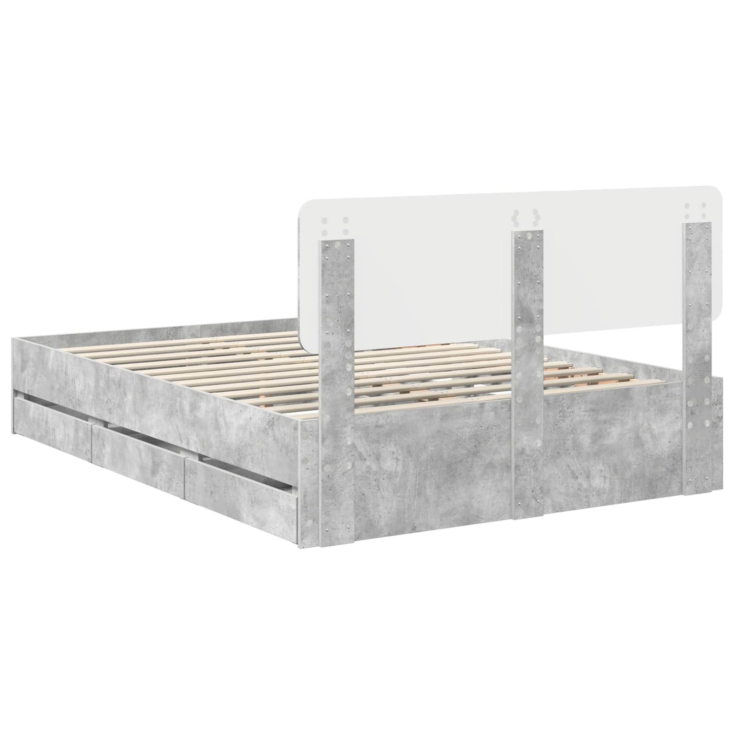 Struttura del letto con cassetto Grigio Cemento 140 x 190 cm | homemem39