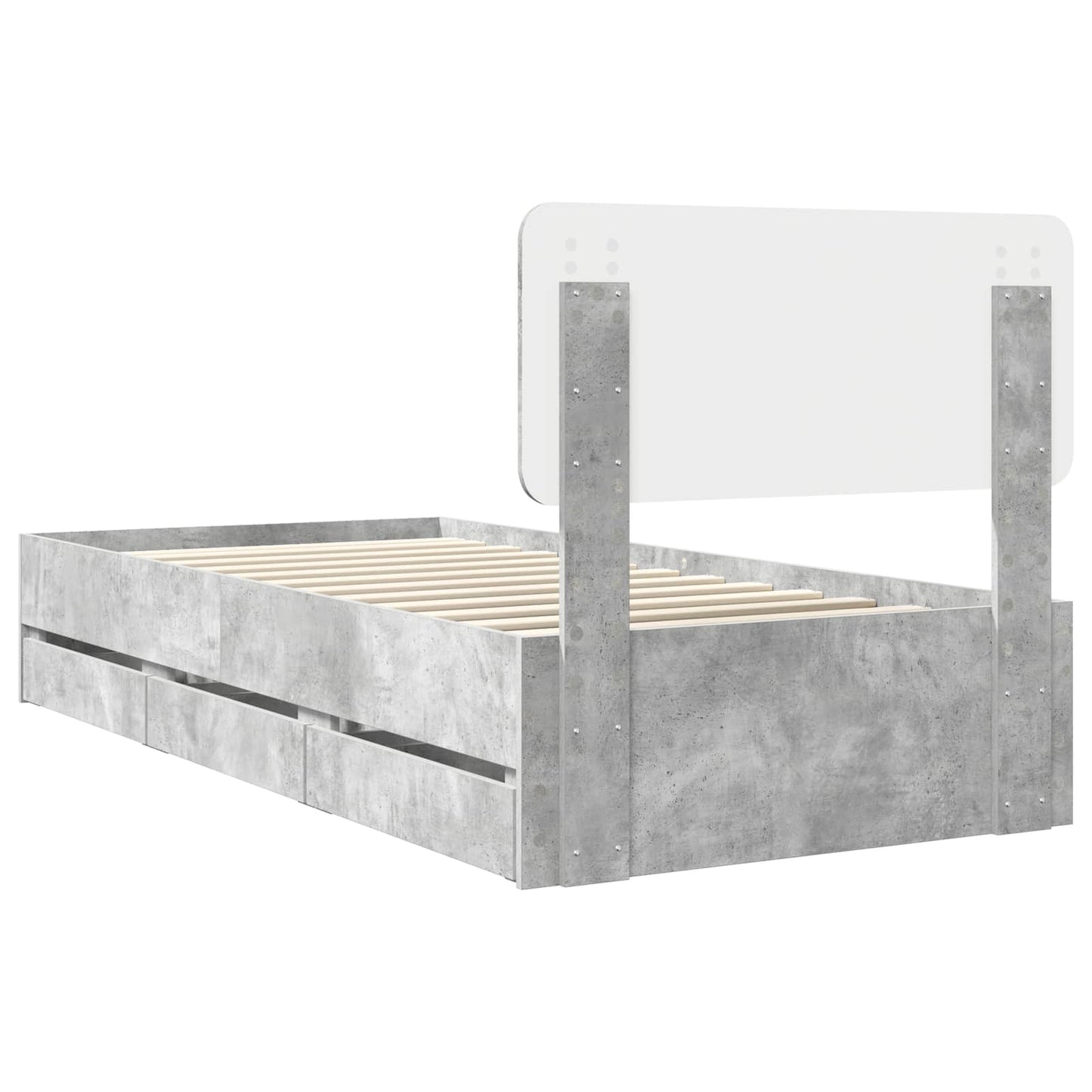Struttura del letto con cassetto Grigio cemento 100 x 200 cm