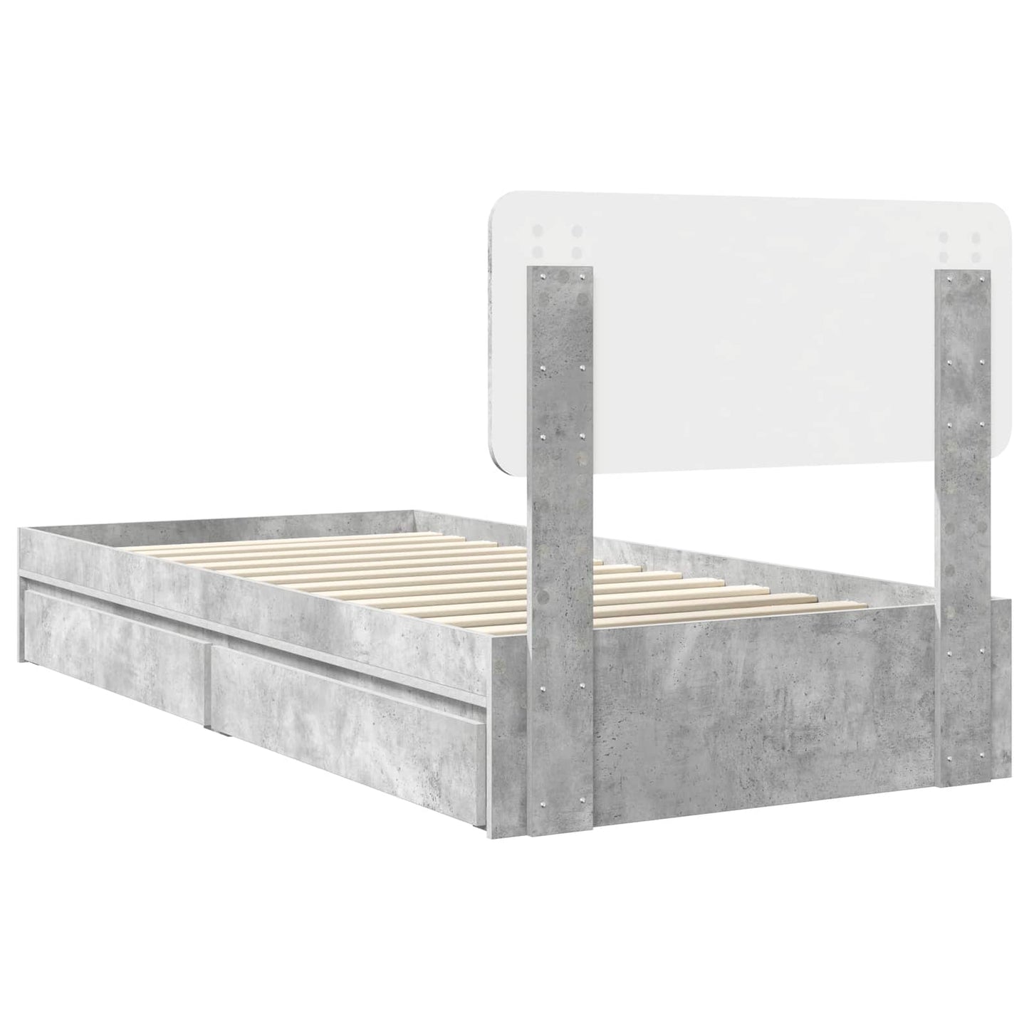 Letto con Contenitore con testiera Grigio cemento 70 x 190 cm | homemem39