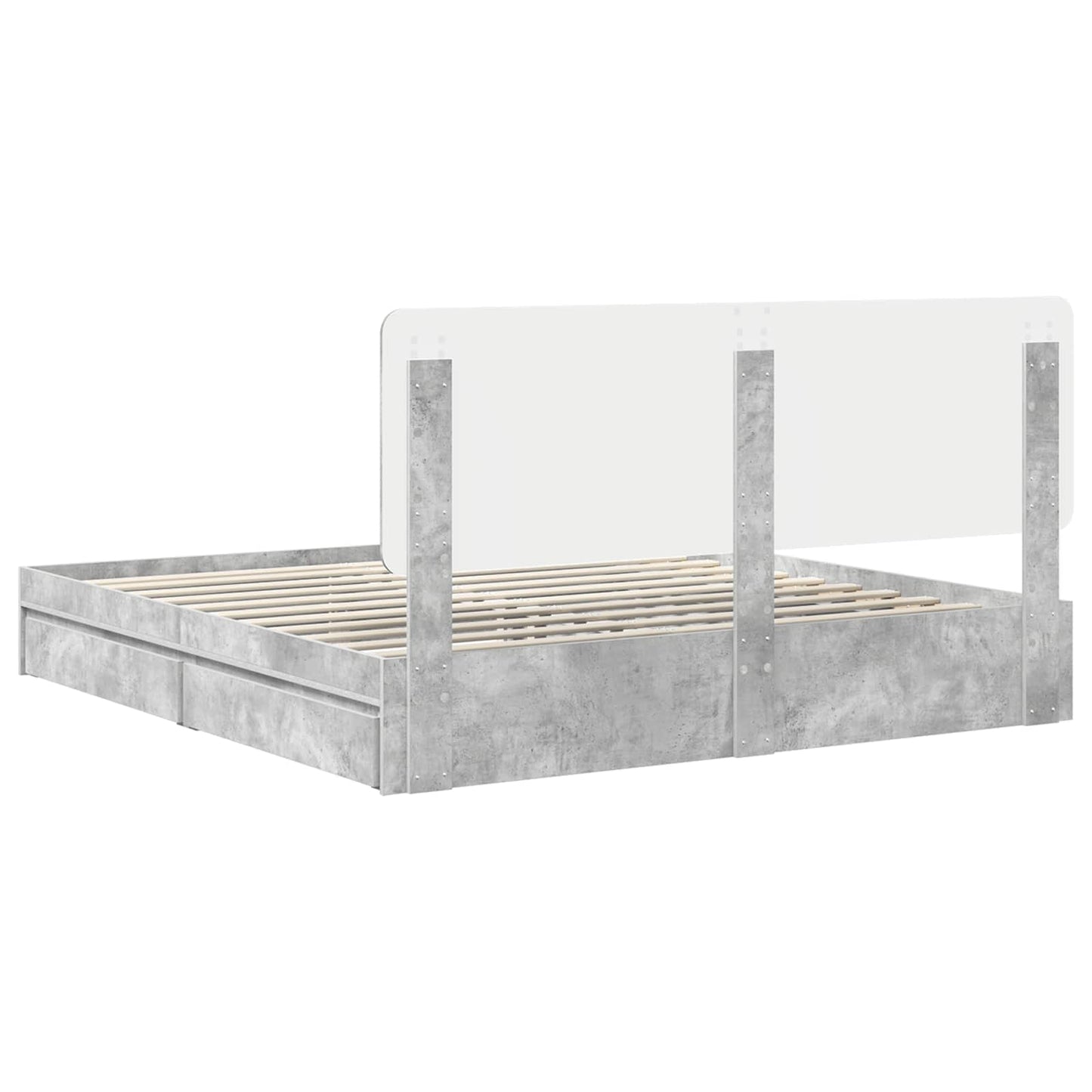 Letto con Contenitore con testiera Grigio cemento 200 x 200 cm | homemem39