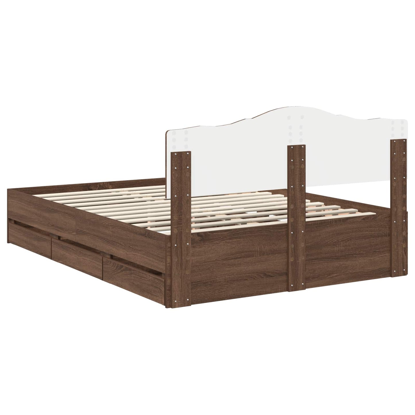 Struttura del letto con cassetto Rovere Marrone 150 x 200 cm