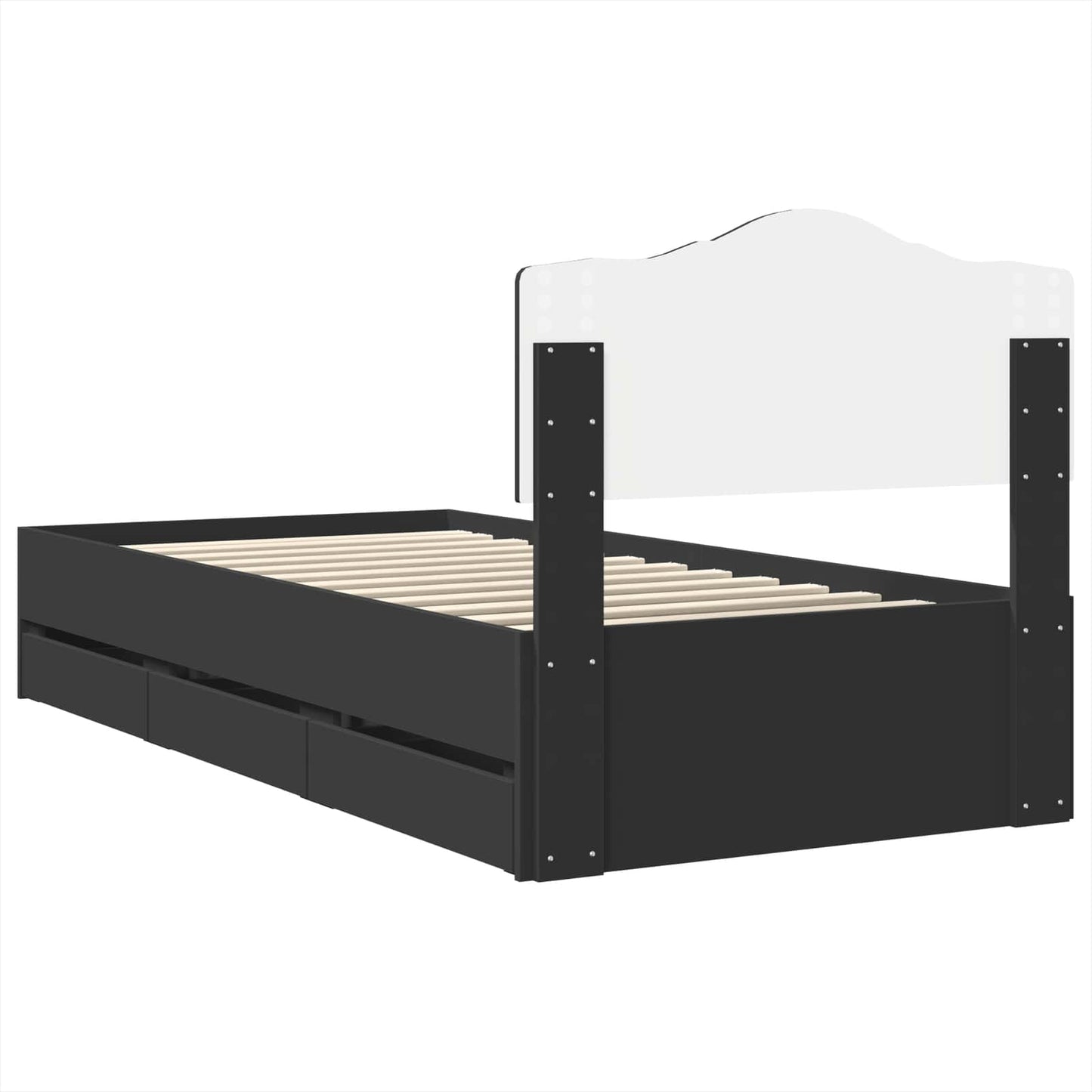 Struttura del letto Nero 75 x 190 cm Legno Ingegnerizzato | homemem39