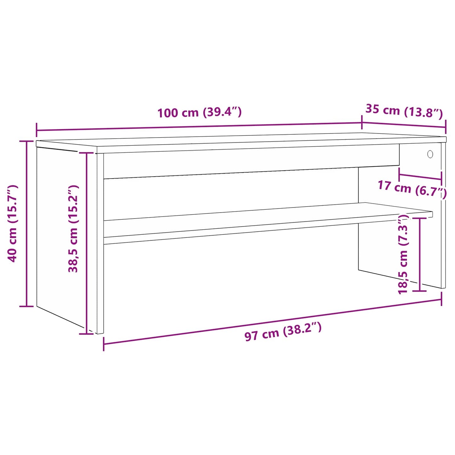 Mobile TV Rovere fumé 100 x 35 x 40 cm Legno multistrato - homemem39
