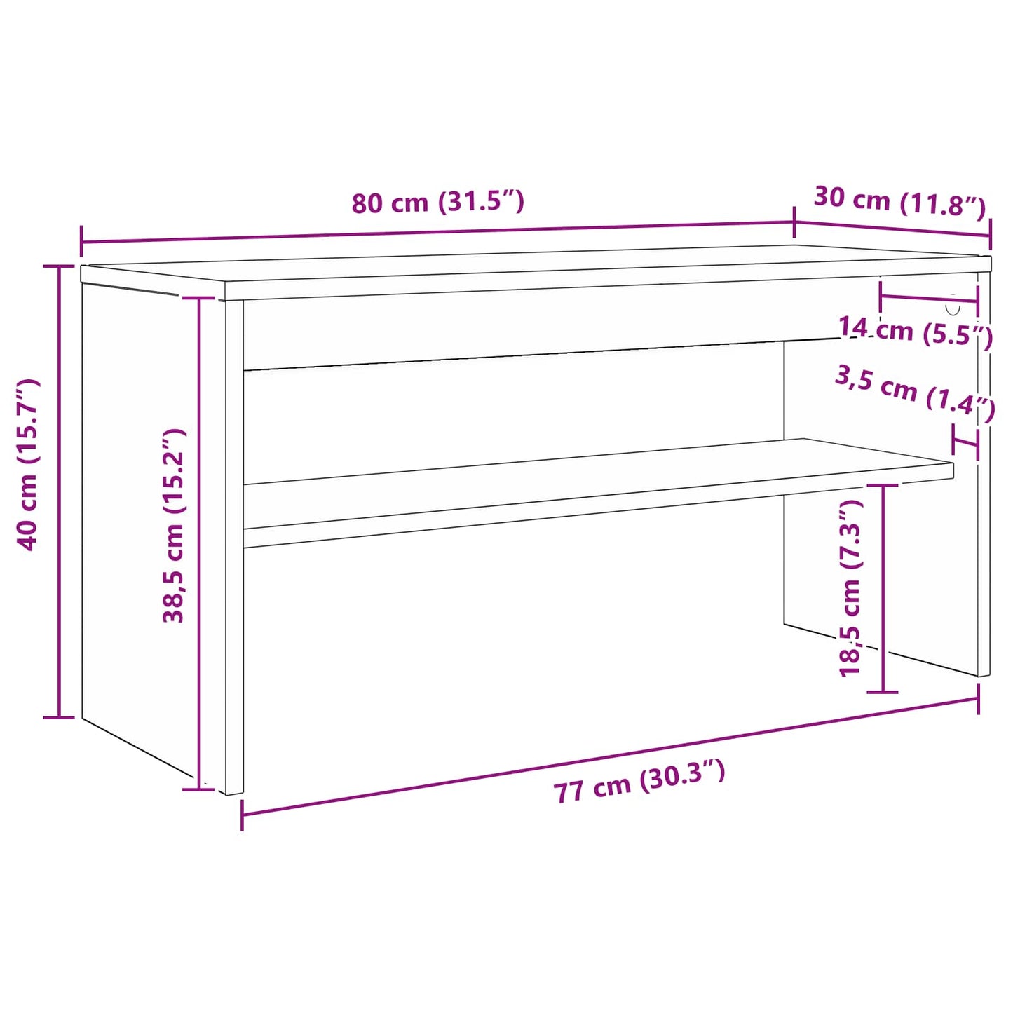 Mobile TV Grigio cemento 80 x 30 x 40 cm Legno multistrato - homemem39