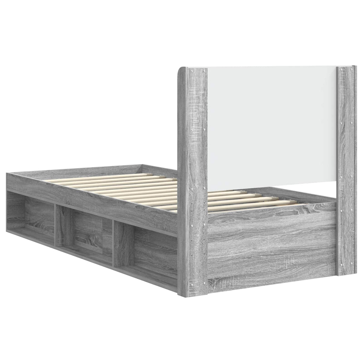 Struttura del letto con stoccaggio e testata Sonoma grigio | homemem39