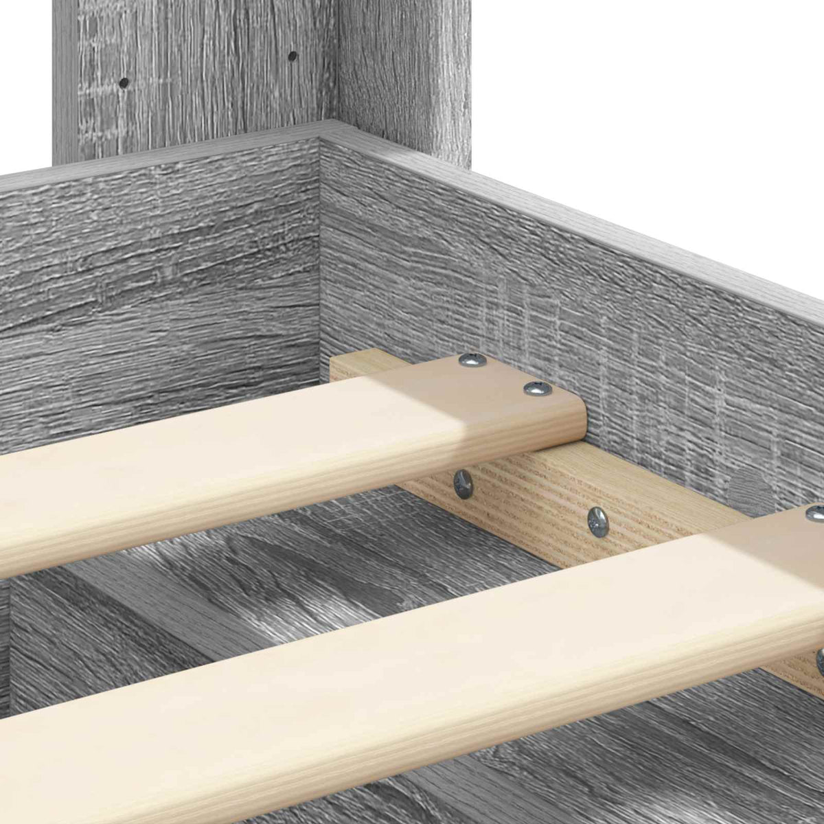 Struttura del letto con stoccaggio e testata Grigio Sonoma | homemem39