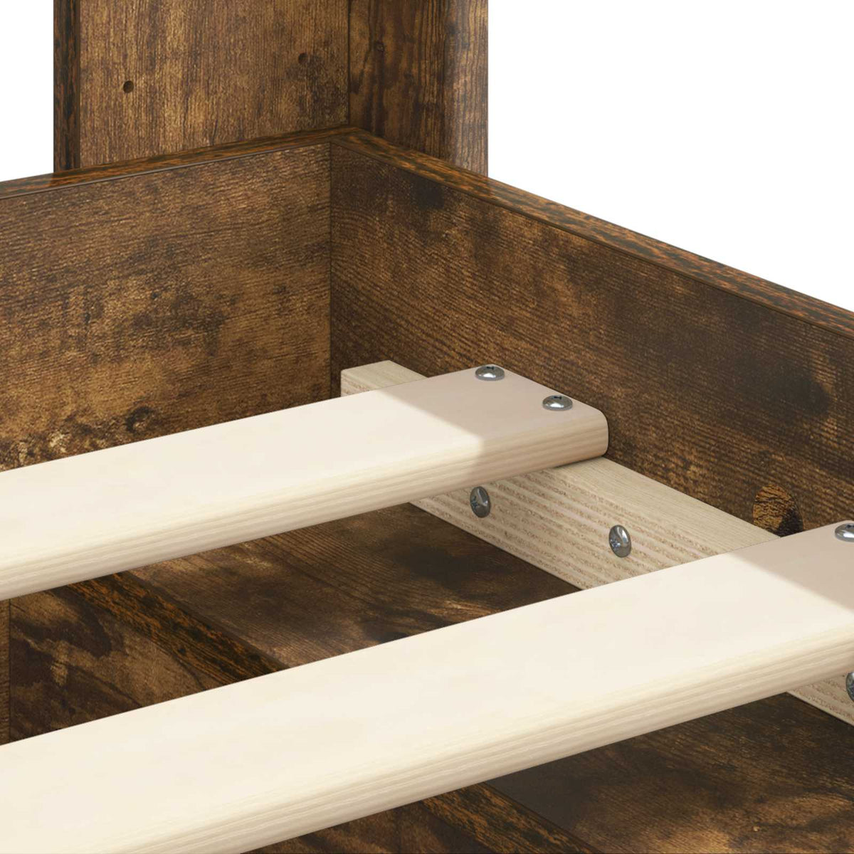 Struttura del letto con stoccaggio e testata Rovere Fumo | homemem39