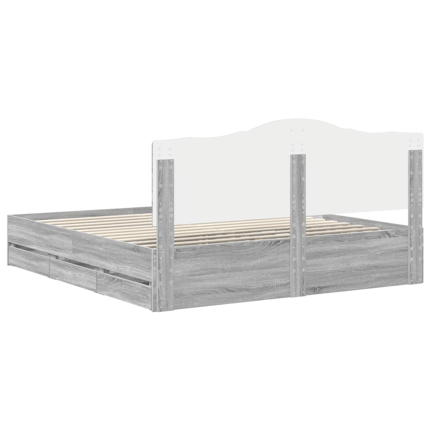 Letto con Contenitore con testiera Grigio Sonoma 180 x 200 cm | homemem39