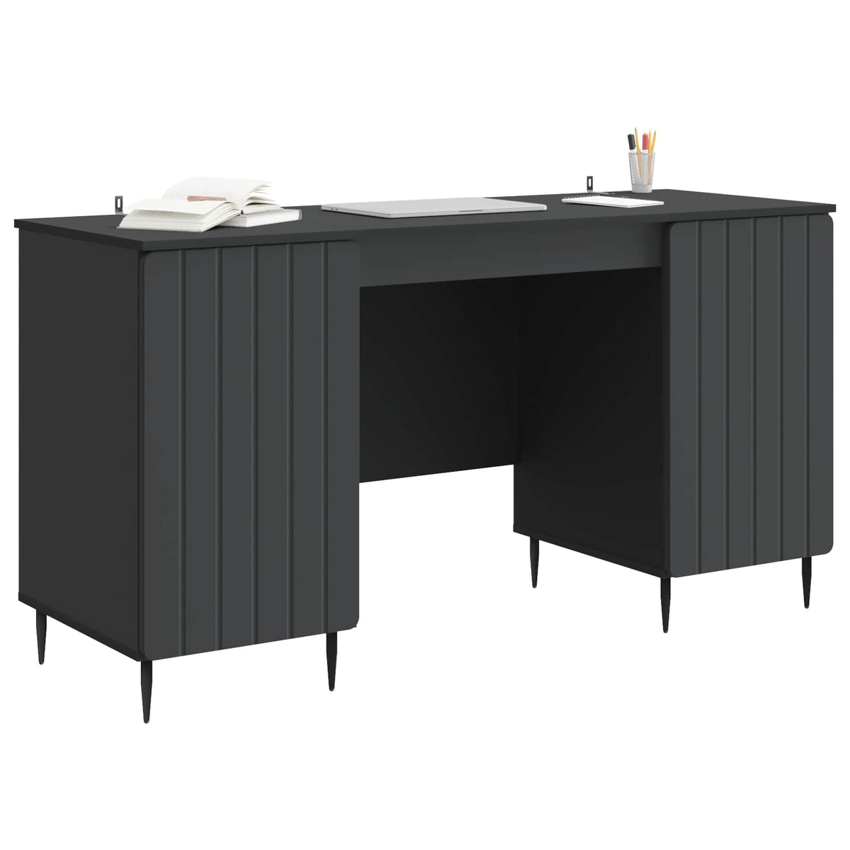 Scrivania Nero 142,5 x 50 x 75 cm Legno ingegnerizzato - homemem39