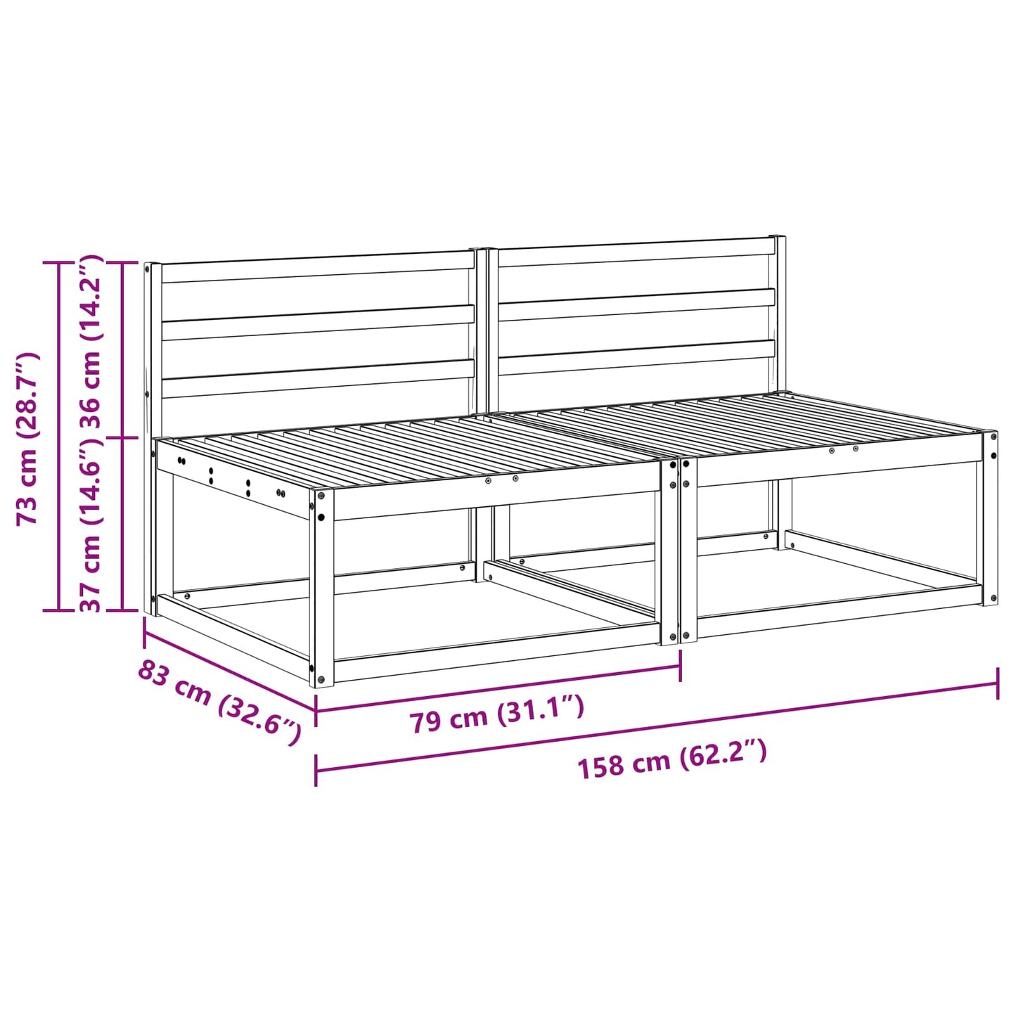 Divano centrale per esterno Bianco 158 x 83 x 73 cm | homemem39