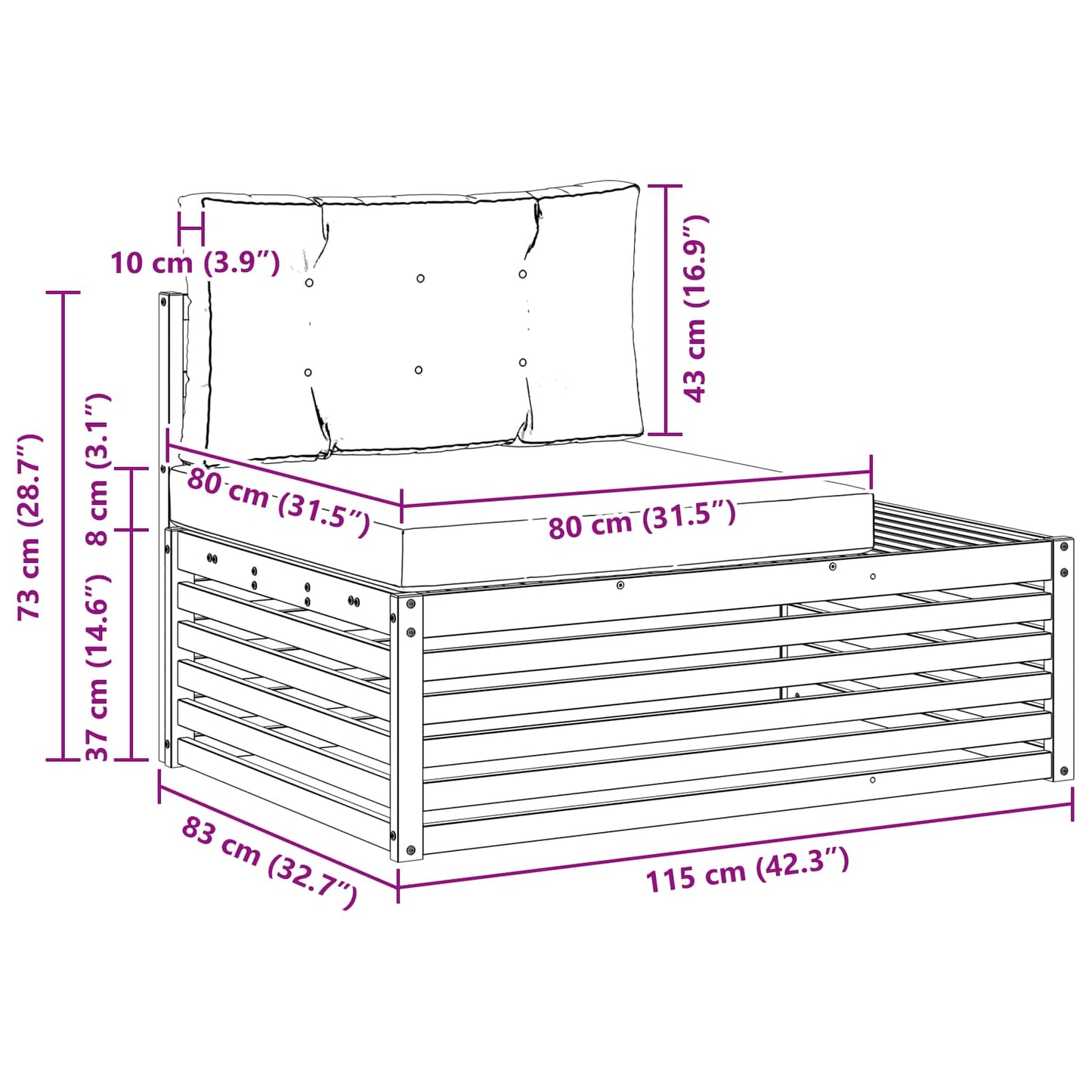 Divano da Esterno con cuscino Bianco 115 x 83 x 73 cm - homemem39