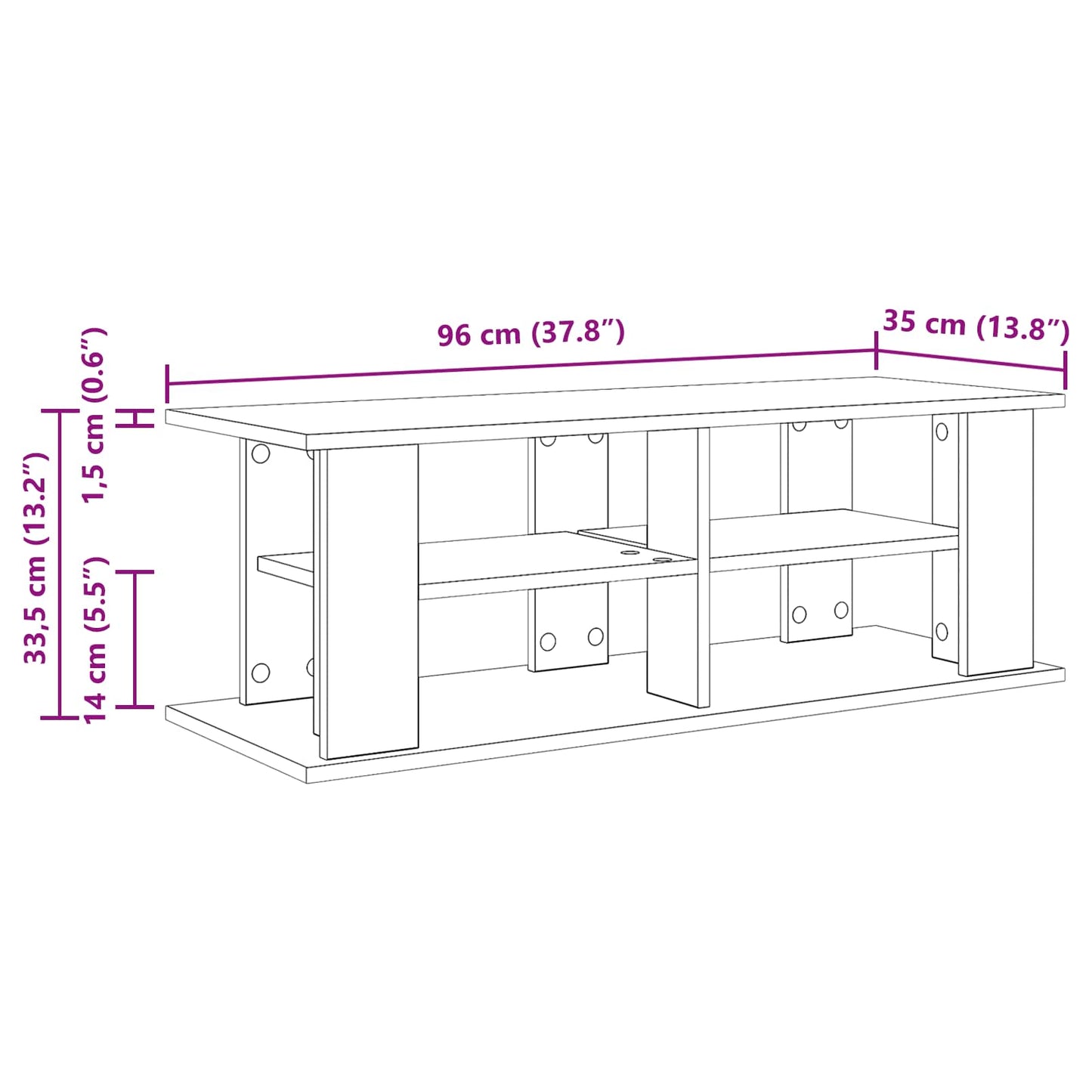 Supporto TV Bianco 96 x 35 x 33,5 cm | homemem39