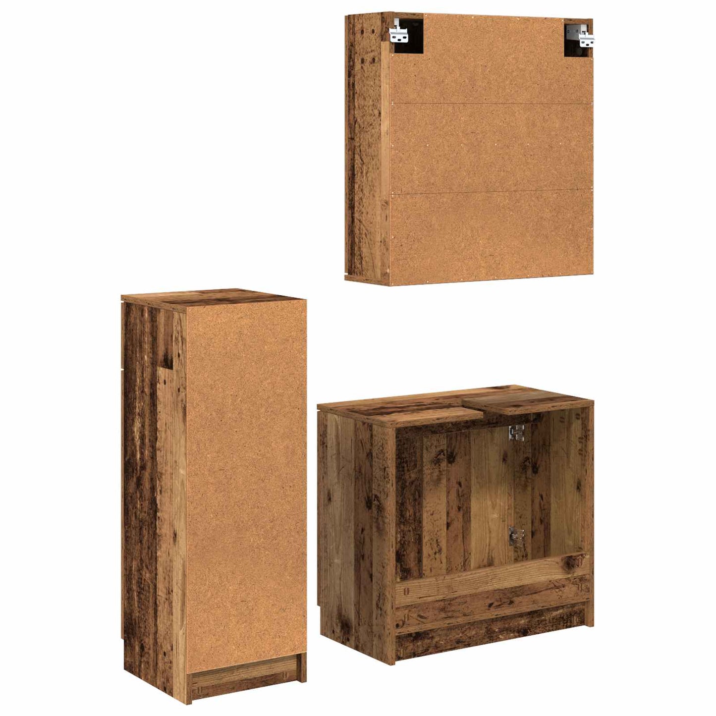 Set di mobili per il bagno con cassetto 3 pcs Legno vecchio | homemem39