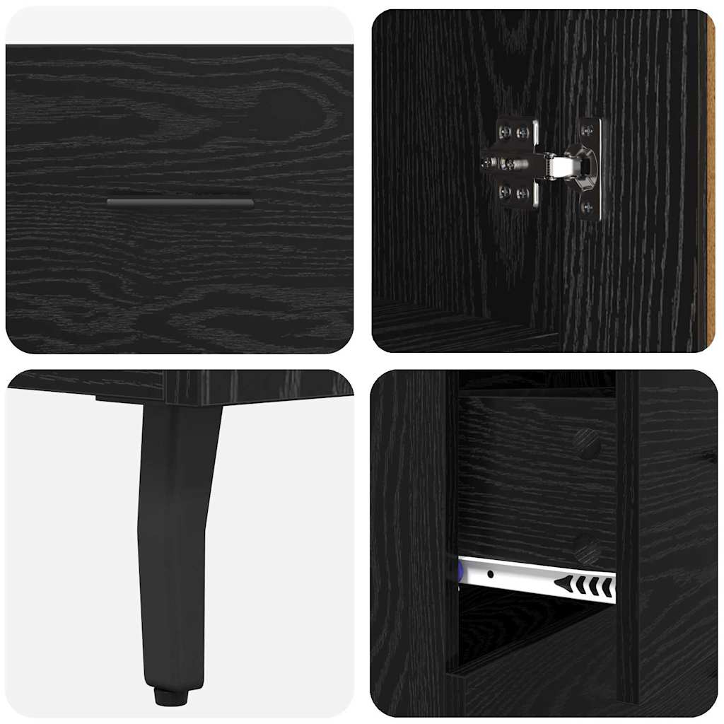 Credenza 2 pz Rovere nero 69,5 x 34 x 180 cm