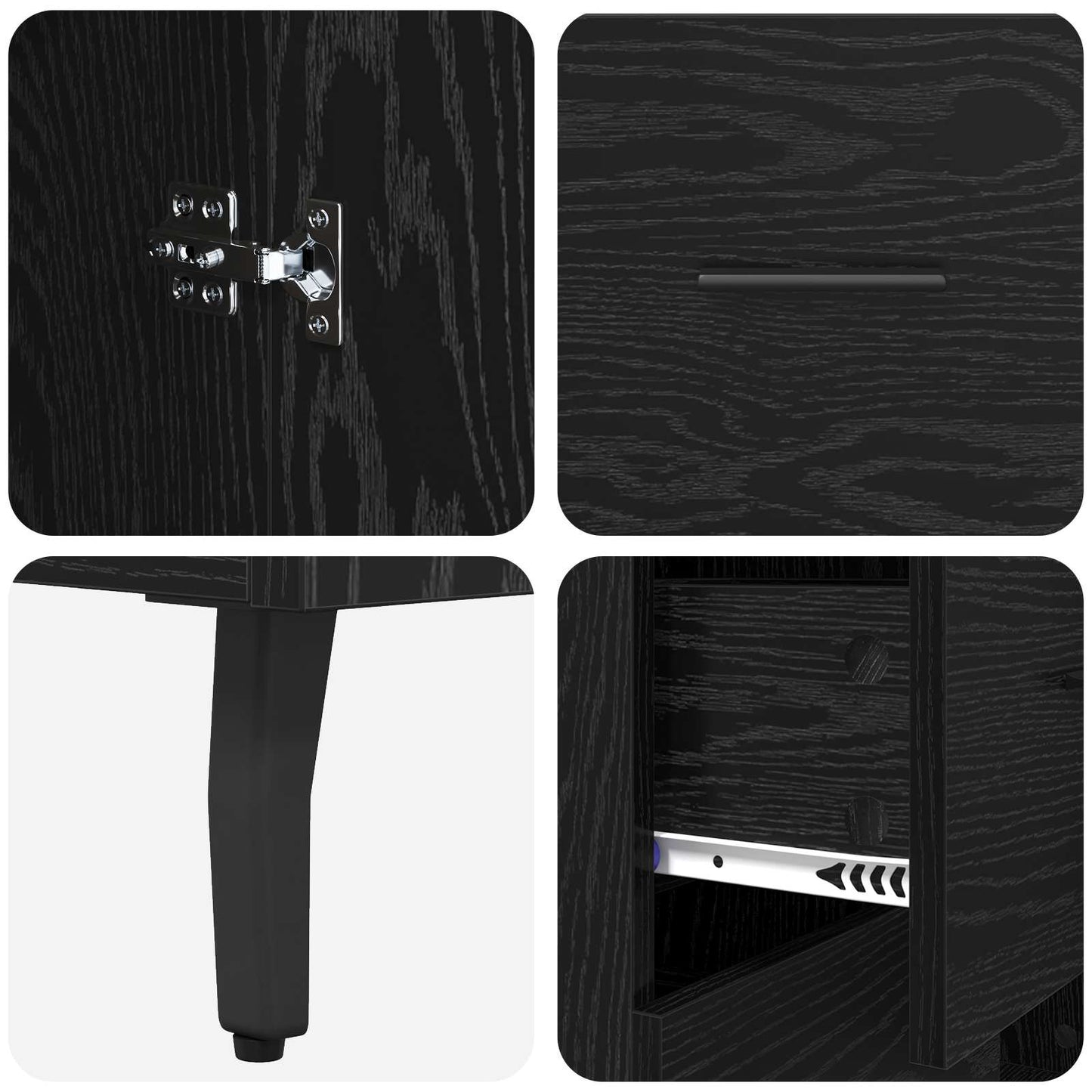 Credenza Rovere Nero 69,5 x 34 x 180 cm Legno multistrato