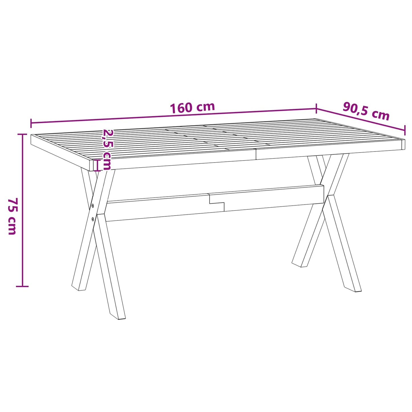 Tavolo da pranzo NOAIN 160 cm Legno Massello di Pino Nero | homemem39