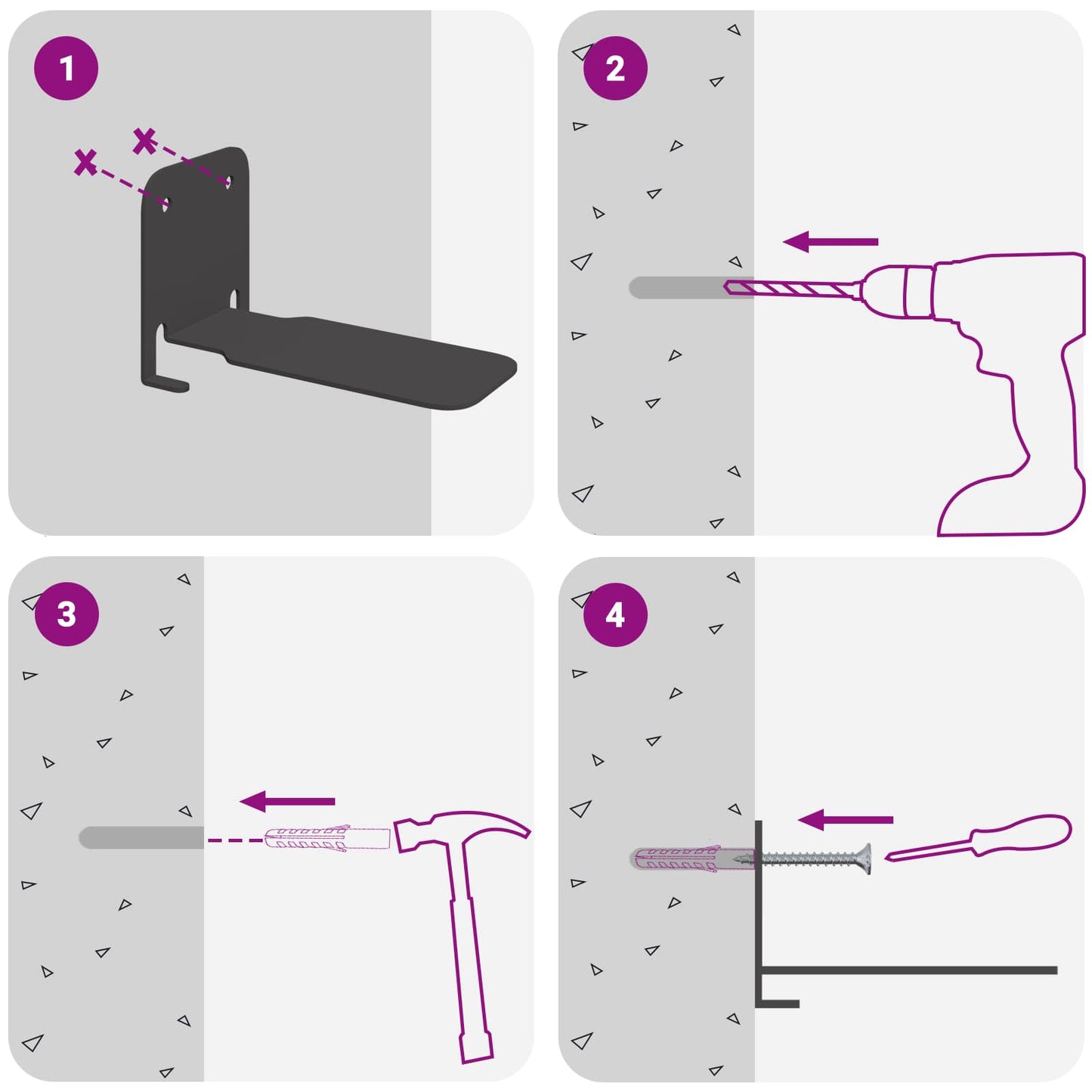 Mensola Flottante Invisibile 4 pcs Nero 6 x 11 x 6.5 cm Metallo