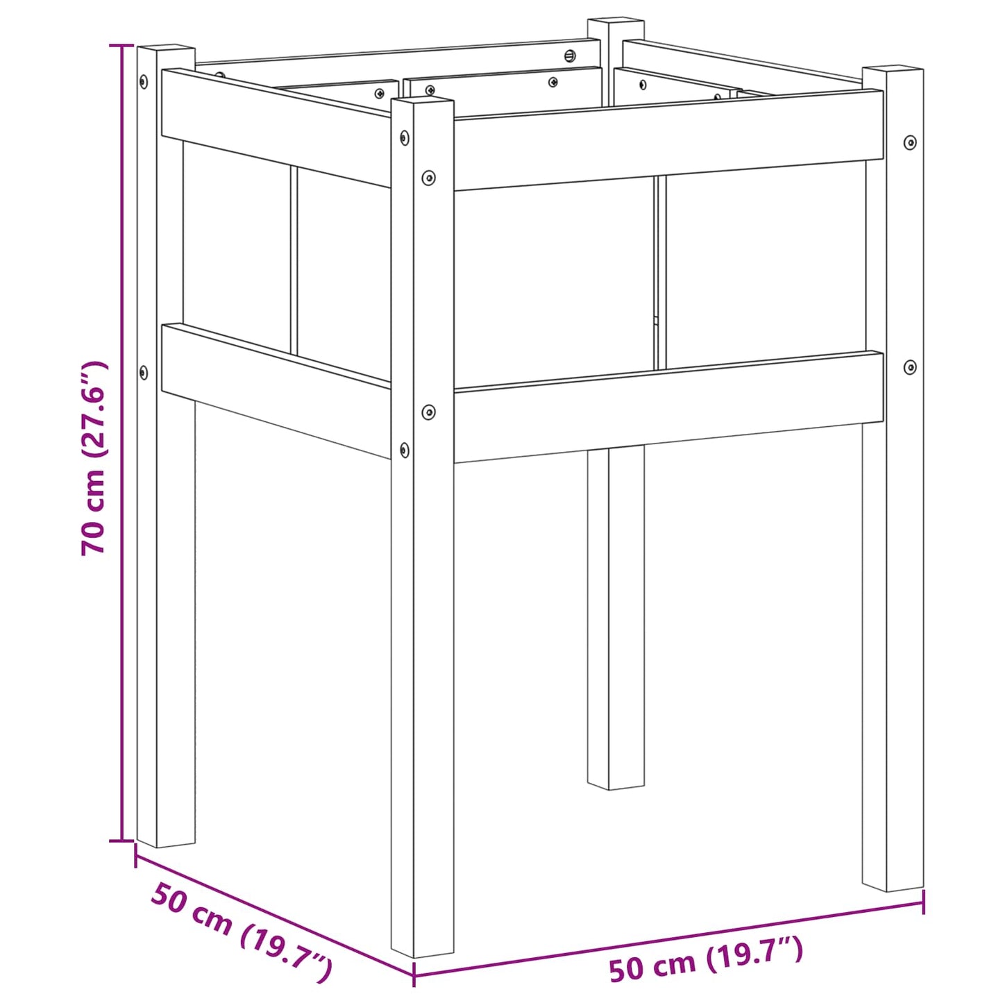 Vaso da giardino Natura 50 x 50 x 70 cm Pino massello