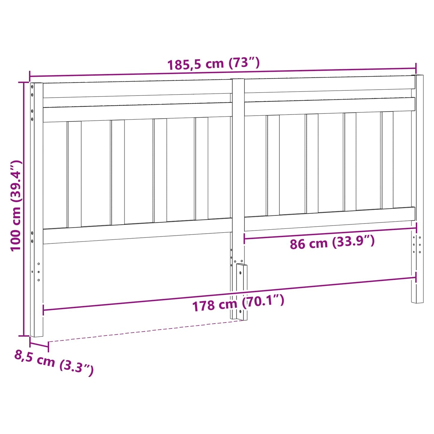 Testiera con testiera Marrone cerato 185,5 x 100 cm