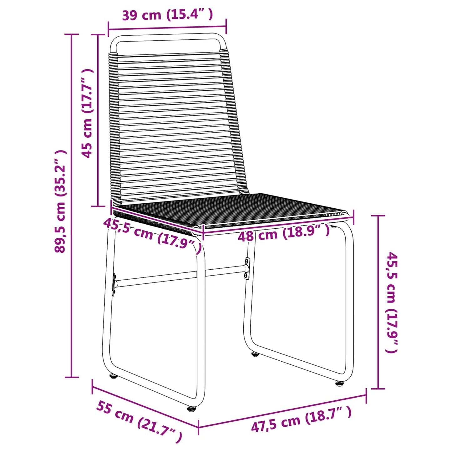 Sedie da giardino 2 pz Nero Rattan