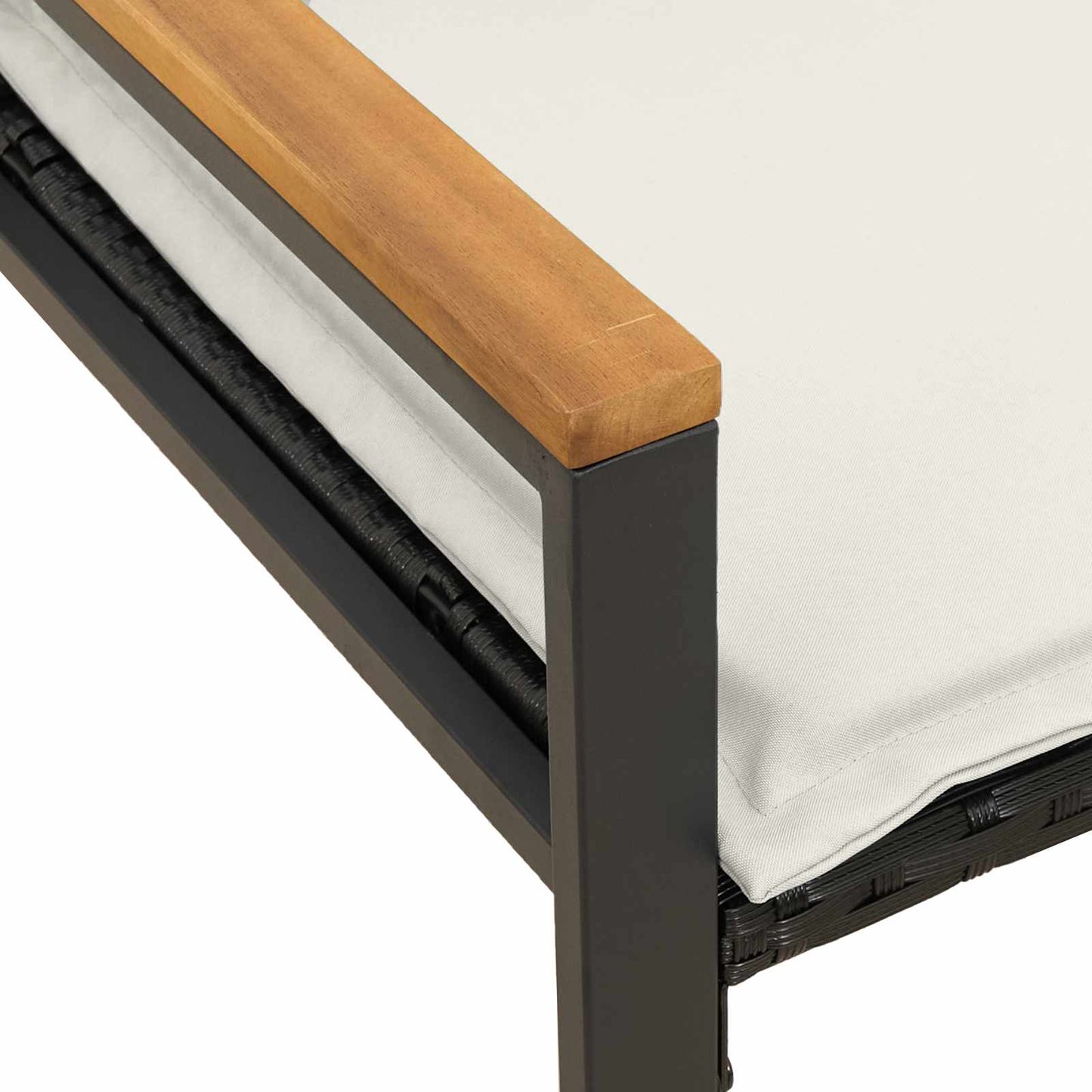 panchina Nero e Bianco Crema 115 x 65 x 72 cm Rattan