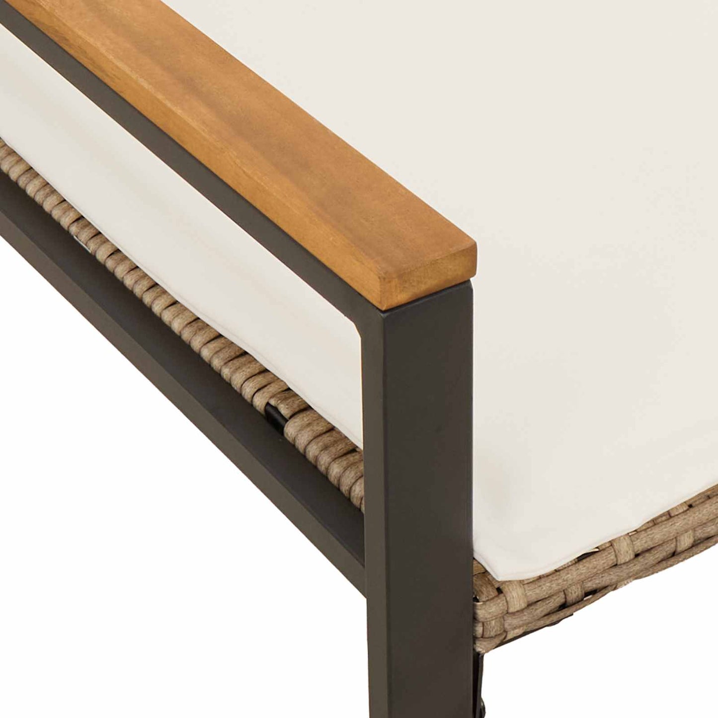 panchina Beige e Bianco Crema 115 x 65 x 72 cm Rattan