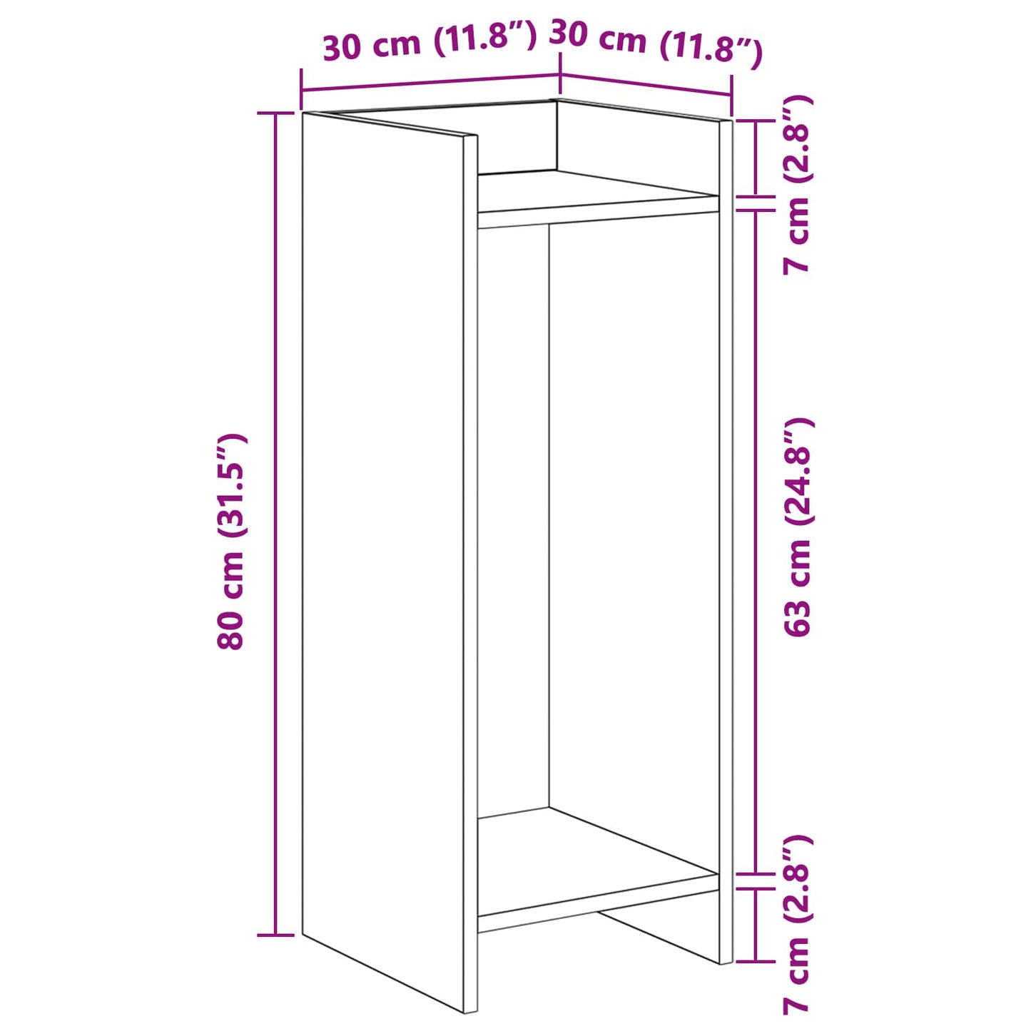 Supporto per piante 2 pz Legno antico 30 x 30 x 80 cm