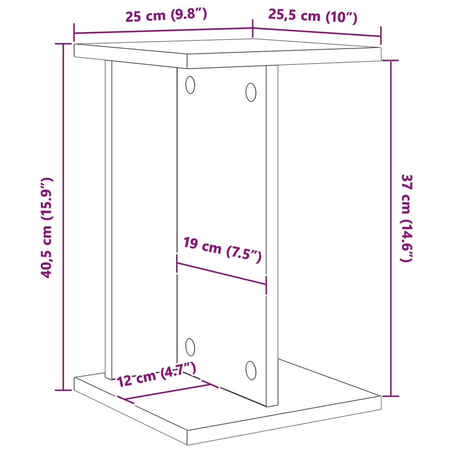 Supporto per piante 2 pz Legno antico 25 x 25,5 x 40,5 cm