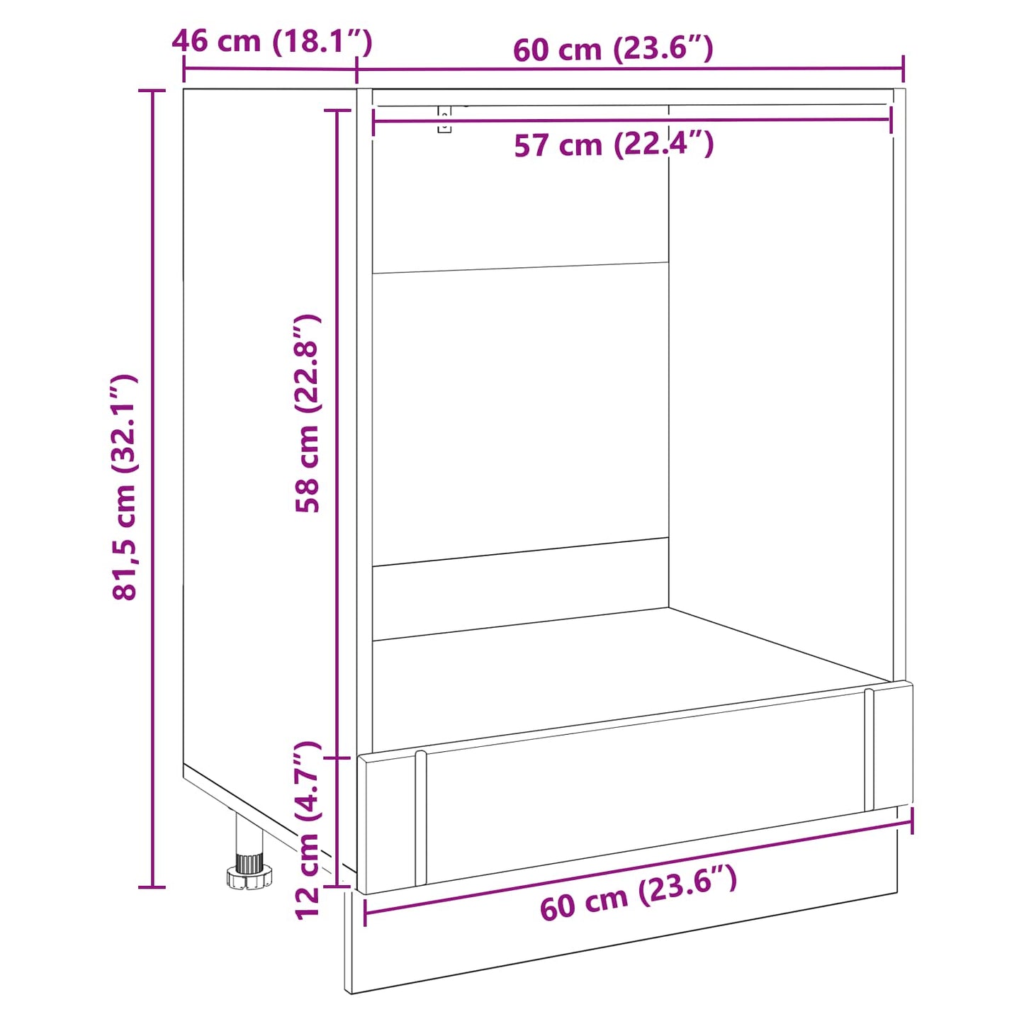 Armadio per forno LUCCA Rovere Nero 60 x 46 x 81,5 cm