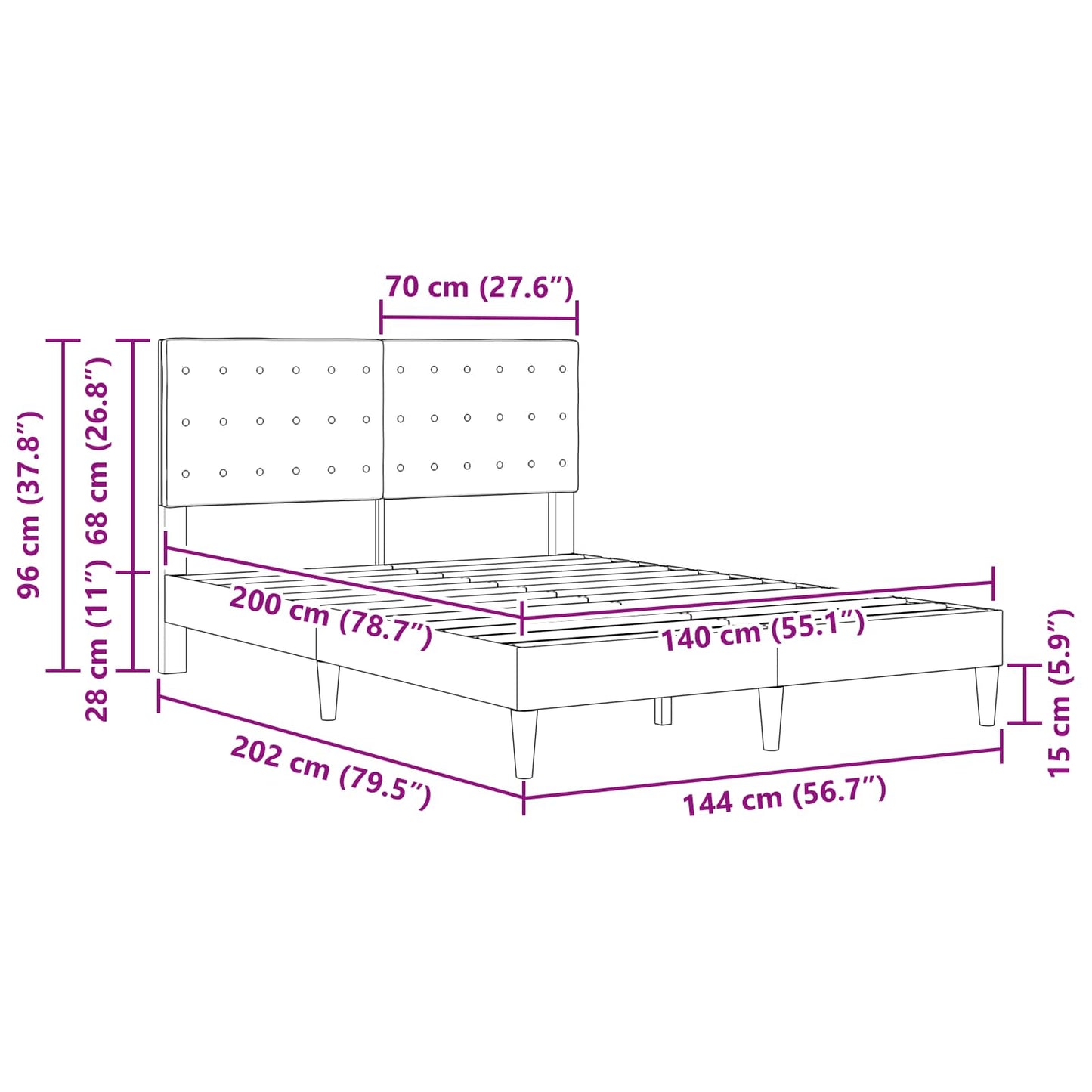 Struttura del letto Verde Scuro 140 x 200 cm Tessuto | homemem39