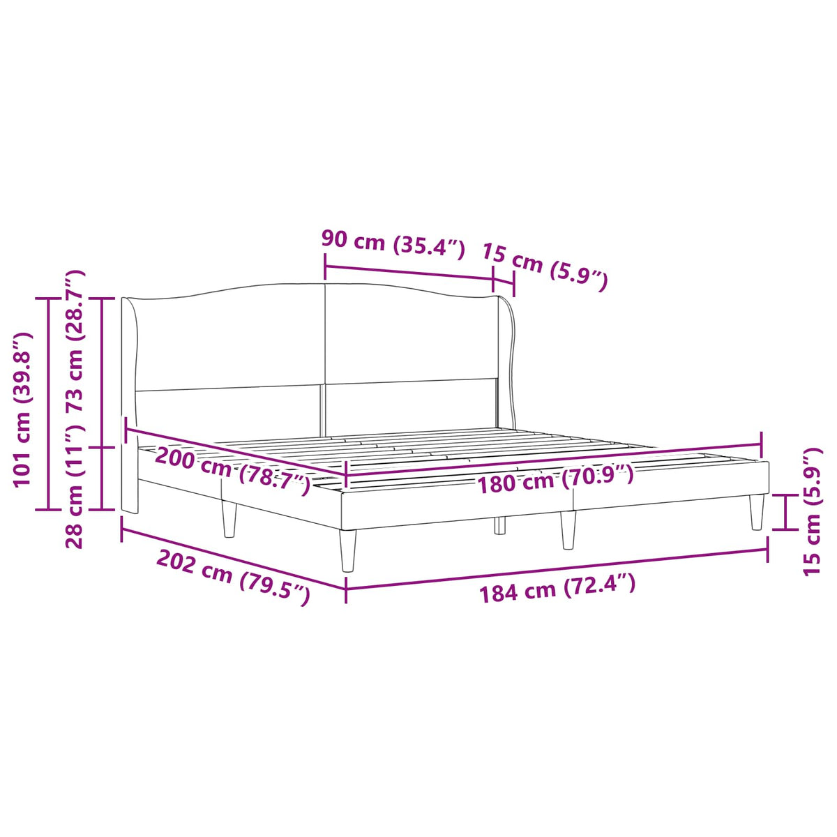 Struttura del letto Grigio Chiaro 180 x 200 cm Velluto | homemem39