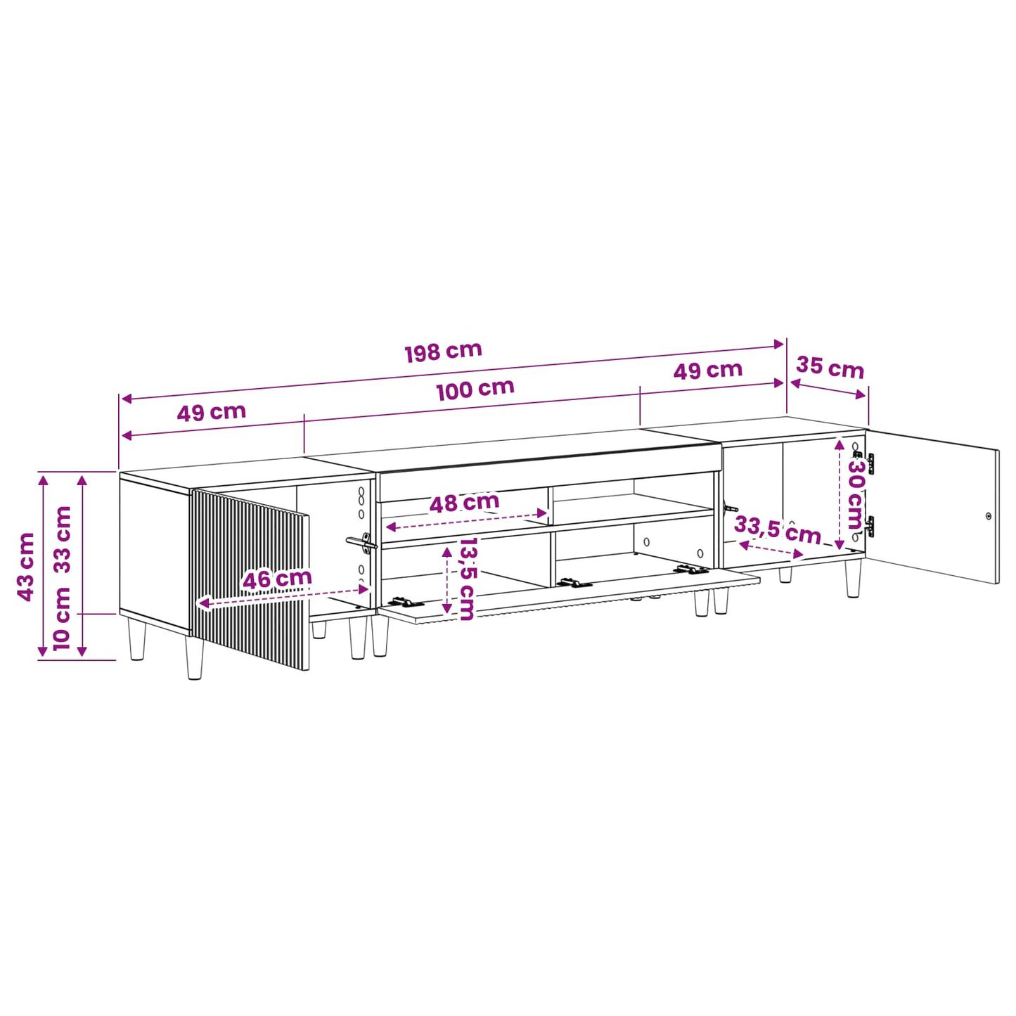 Mobile TV LED a 5 pezzi ARNHEM Rovere Fumo Legno ingegnerizzato