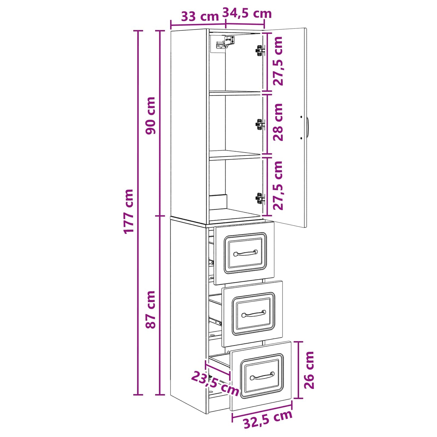 Set di armadi 2 pcs Rovere Artigianale 33 x 34,5 x 87 cm | homemem39