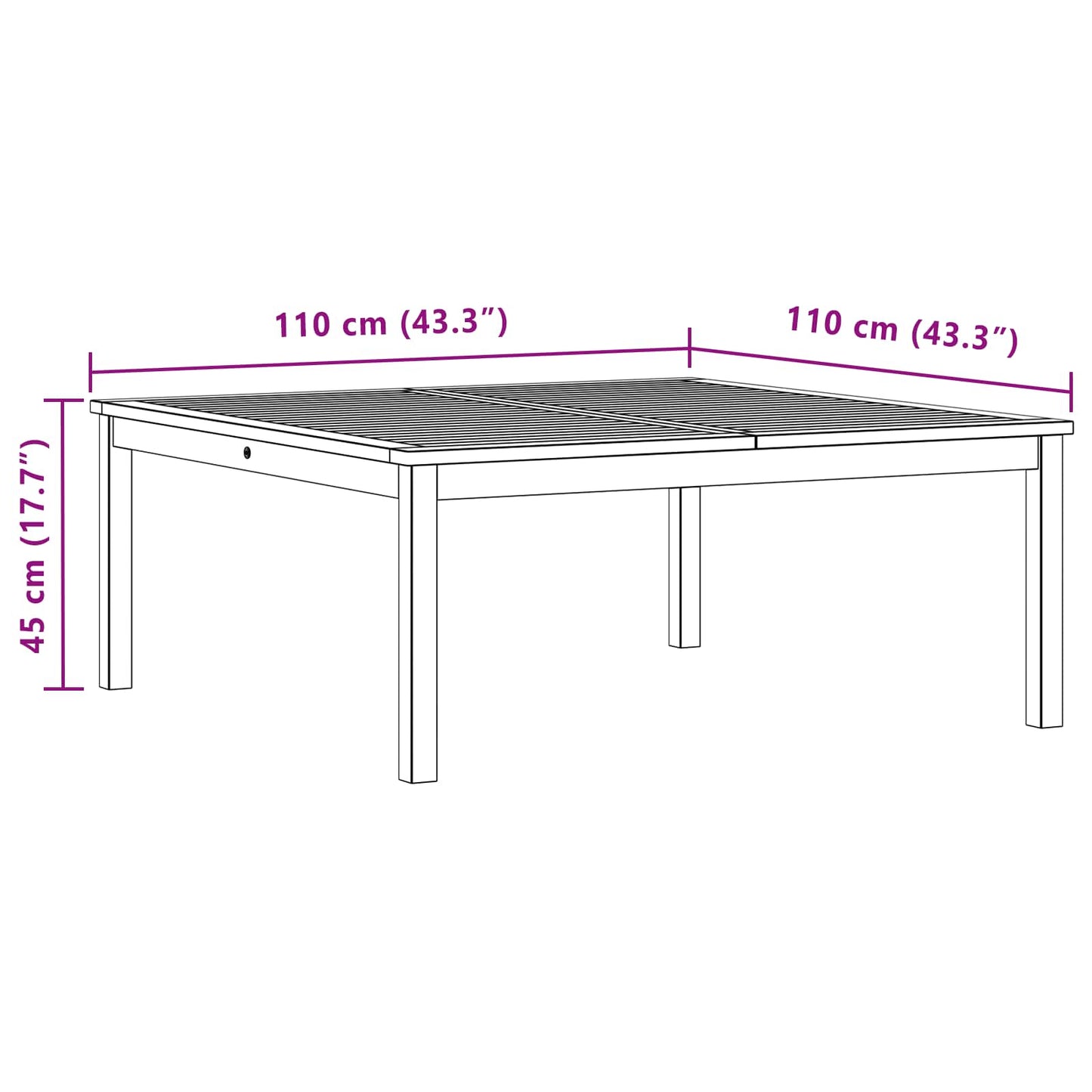 Tavolino da salotto Acacia chiaro 110 x 110 x 45 cm | homemem39