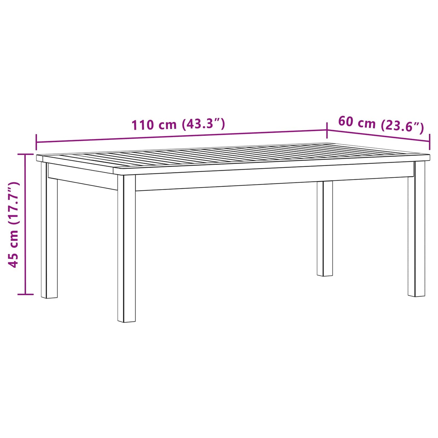 Tavolino da salotto Acacia chiaro 110 x 60 x 45 cm | homemem39