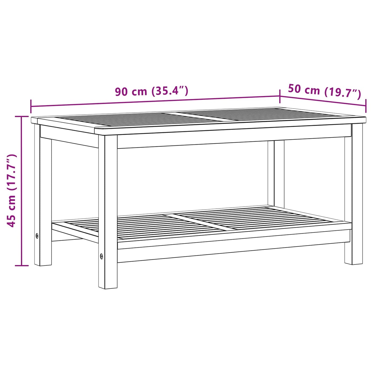 Tavolo laterale Olio Naturale 90 x 50 x 45 cm | homemem39