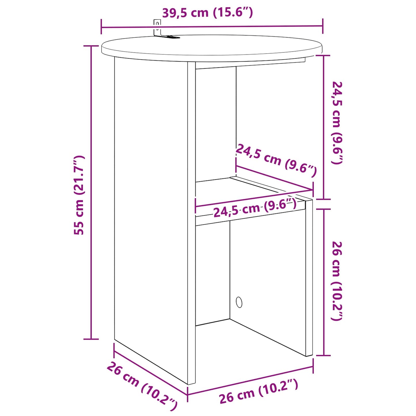 Tavolo laterale Bianco Ø 39,5 x 55 cm Legno ingegnerizzato