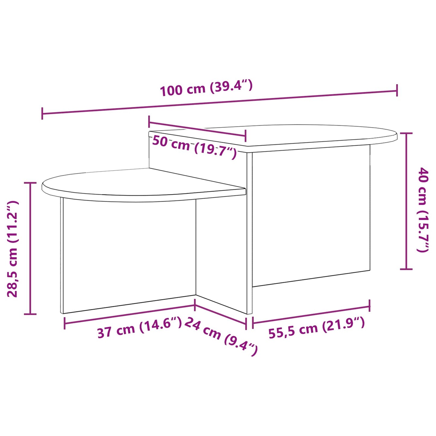 Tavolino da salotto Bianco 100 x 50 x 40 cm