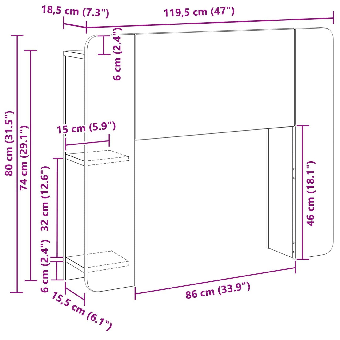 Testata del letto Bianco Lucido Legno ingegnerizzato