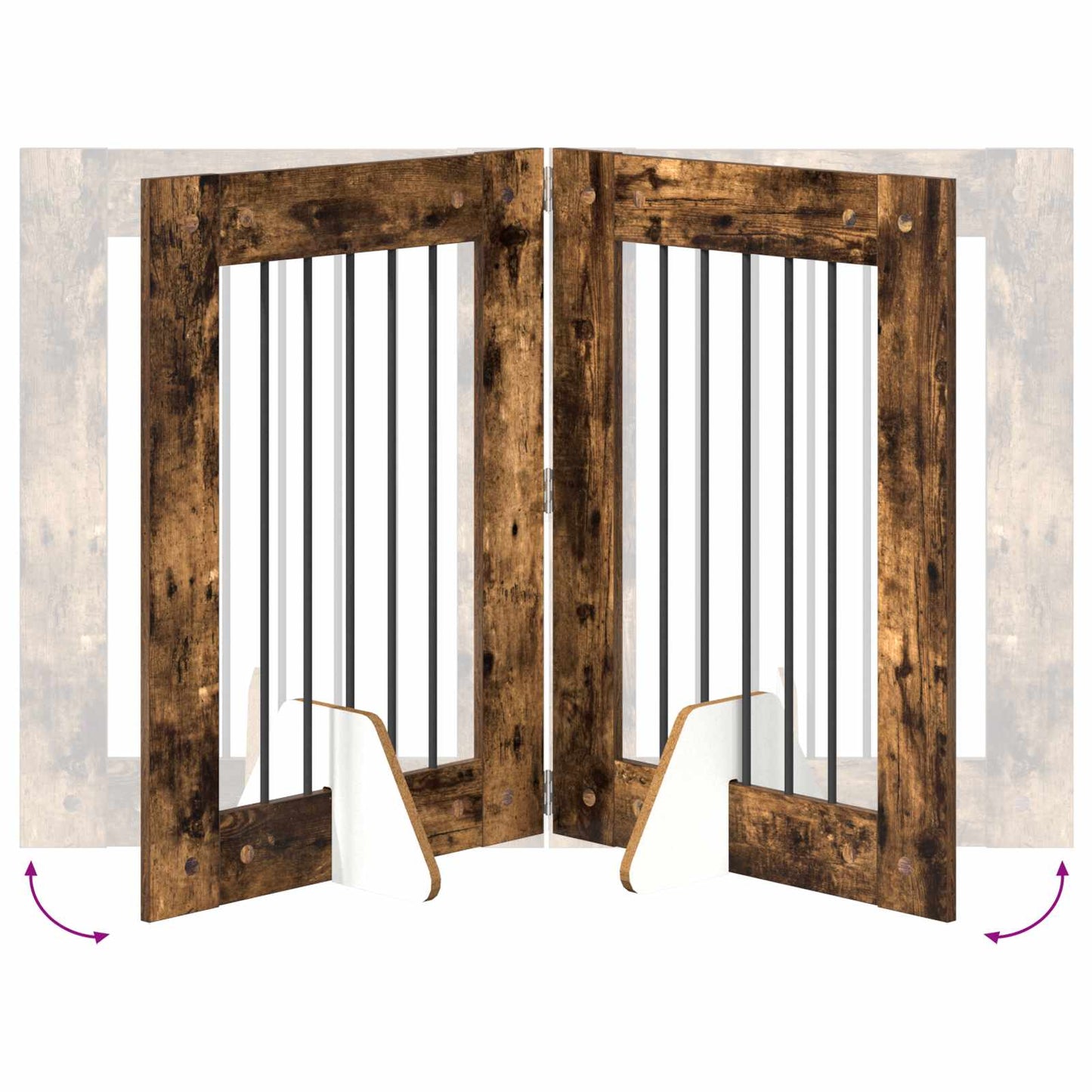 Cancello per cani con supporti 6 pcs Rovere Fumo 60 x 80 cm | homemem39
