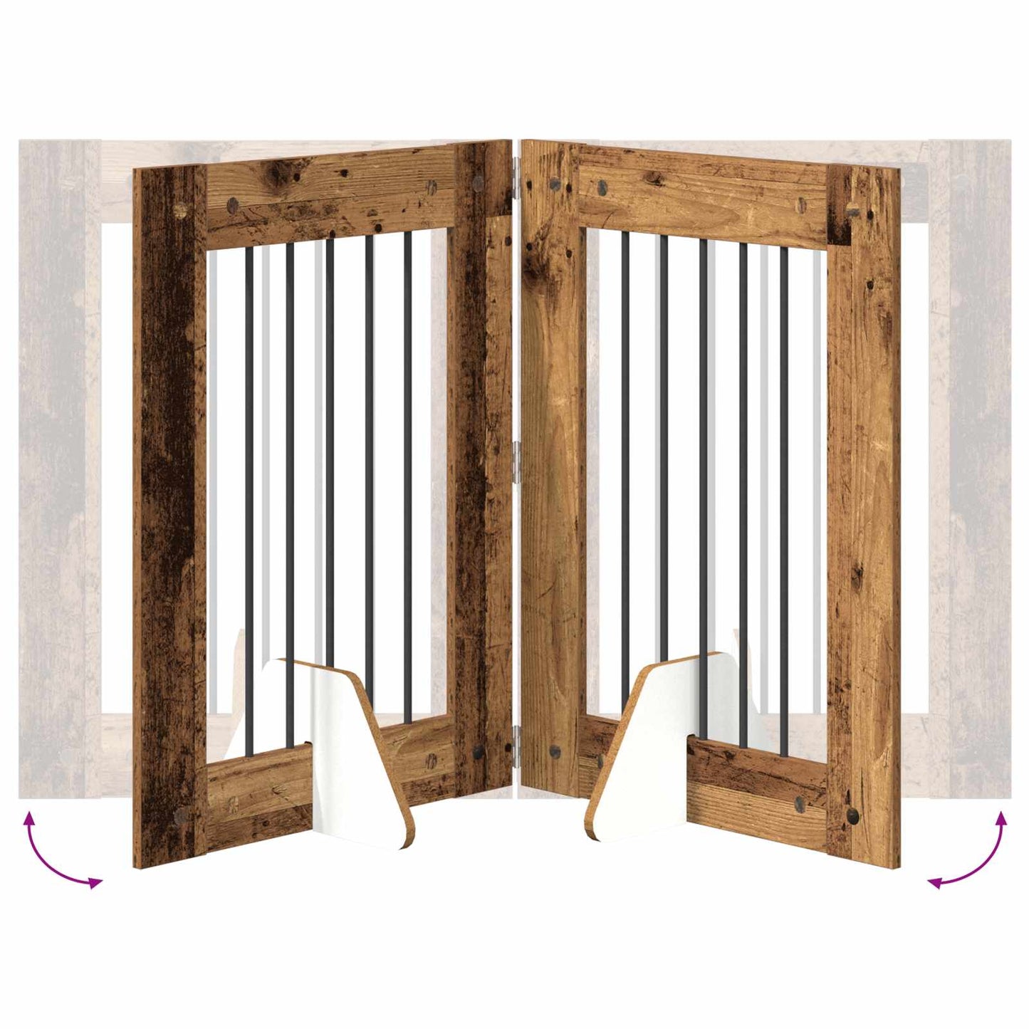 Cancello per cani con supporti 6 pcs Legno antico 60 x 80 cm | homemem39