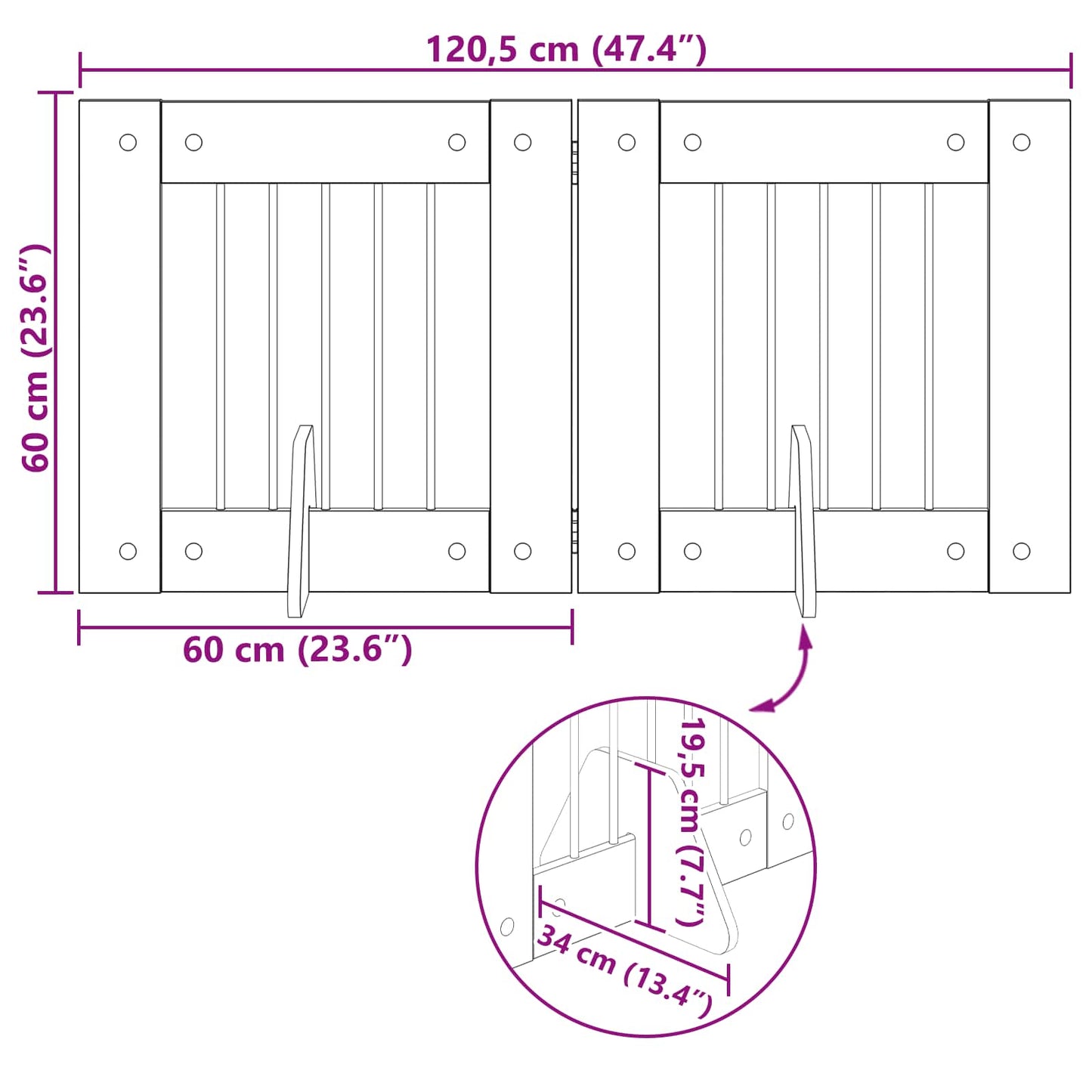 Cancello per cani con supporti 2 pcs Grigio Sonoma 60 x 60 cm | homemem39