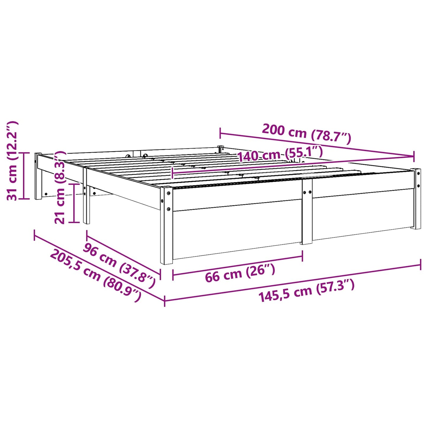 Struttura del letto Marrone cerato 140 x 200 cm | homemem39