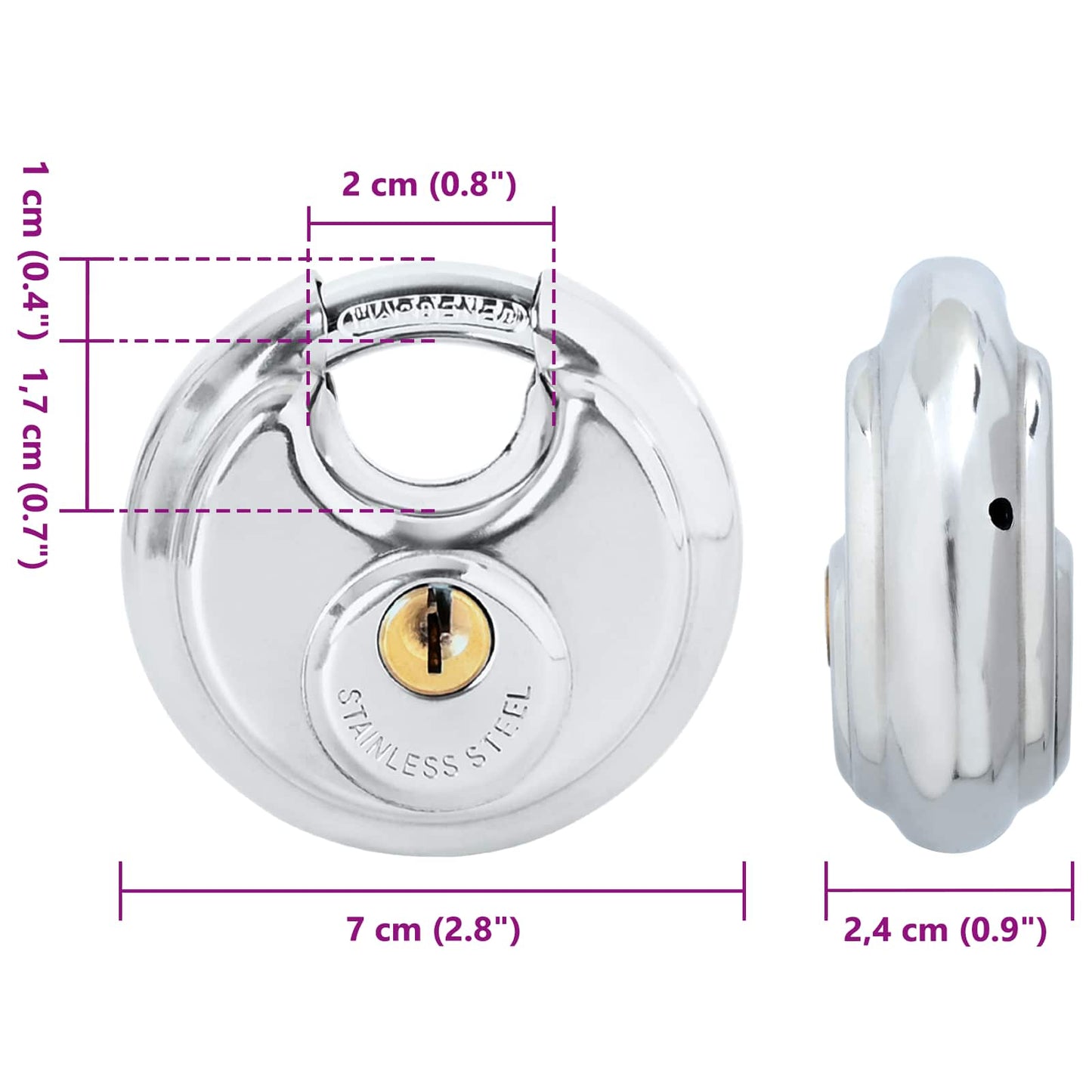 Lucchetti Discus con Chiavi 6 pcs Argento 7 x 2.4 x 7 cm | homemem39