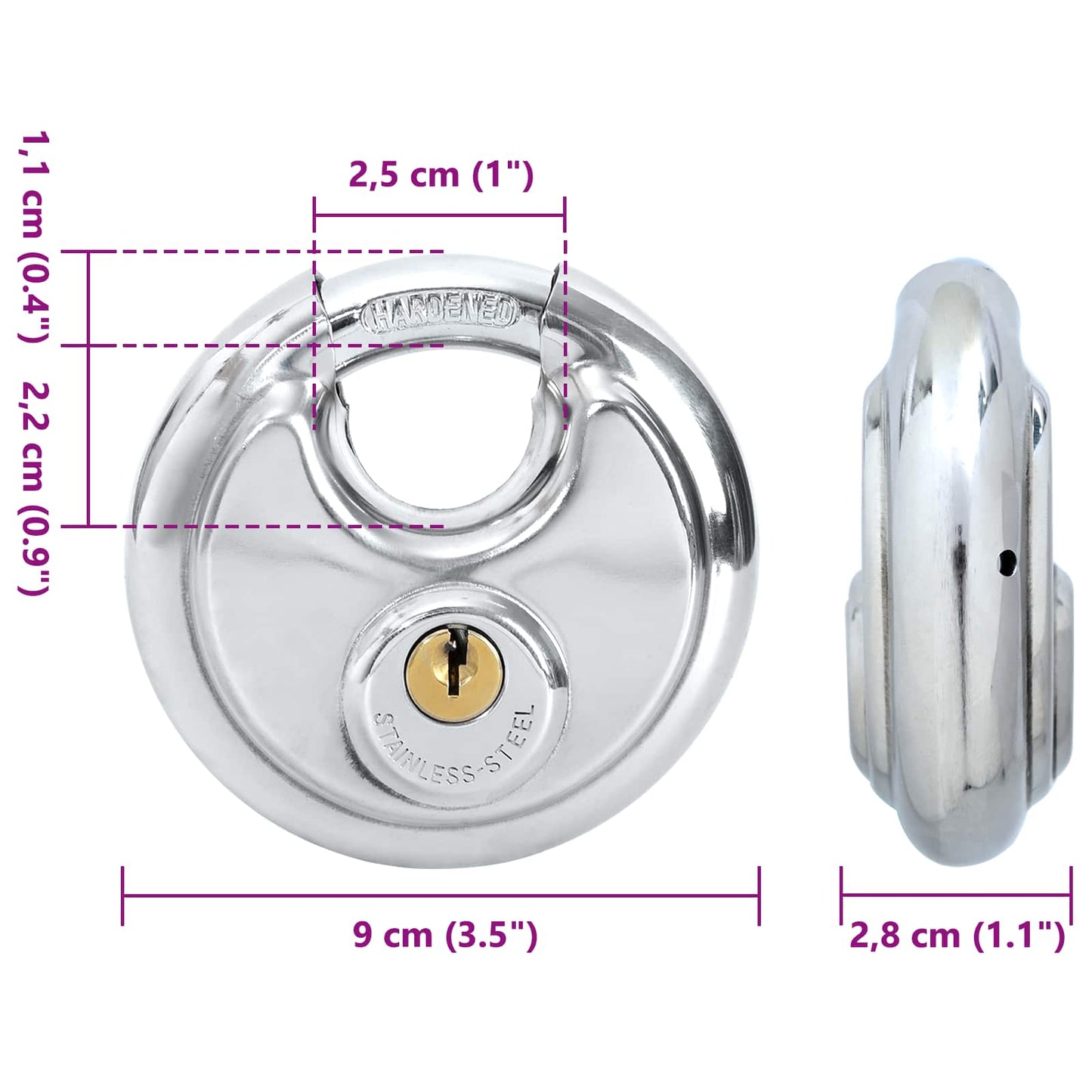 Lucchetti Discus con Chiavi 2 pcs Argento 9 x 2,8 x 9 cm | homemem39