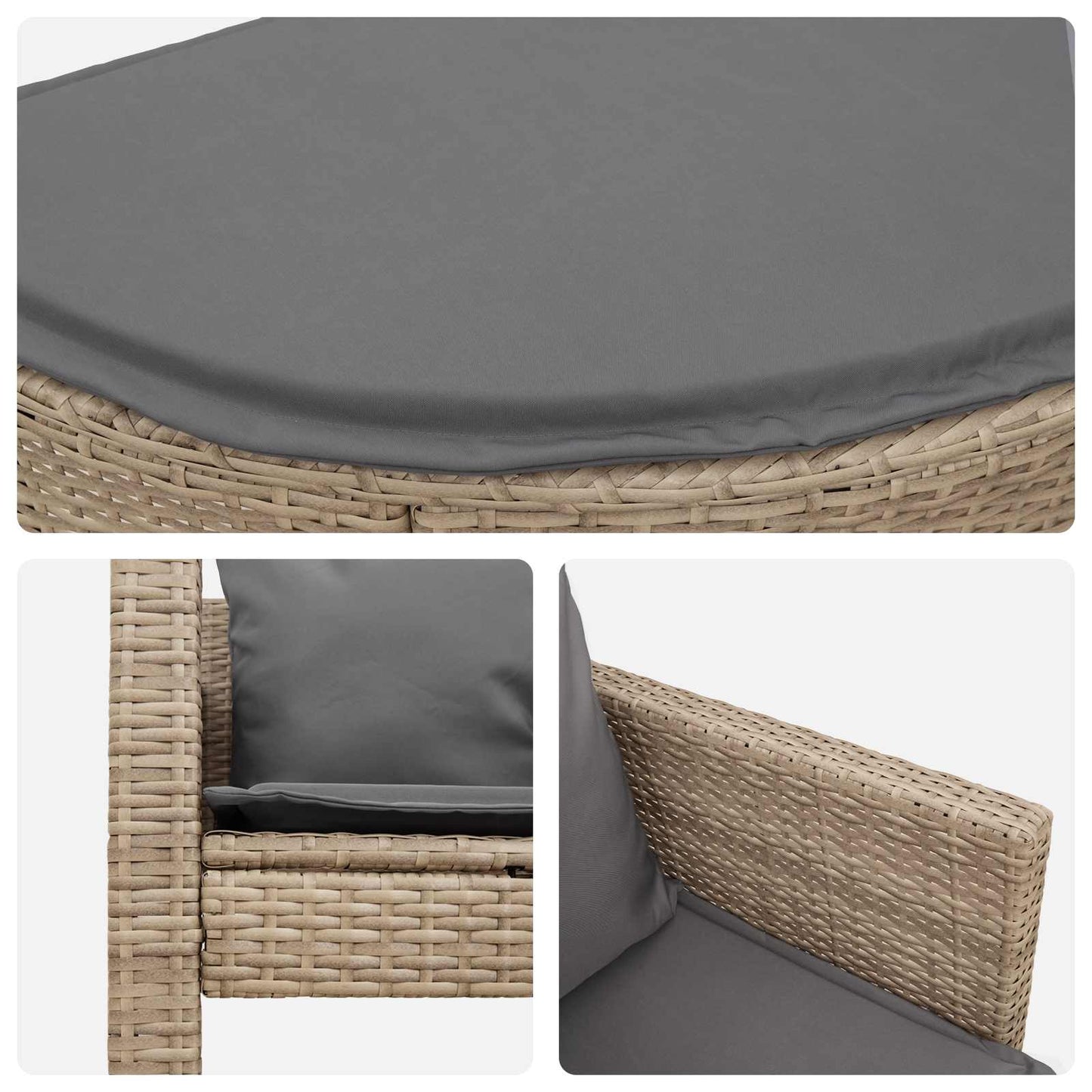 Divano da giardino 8 pz polyrattan Beige e Grigio Chiaro