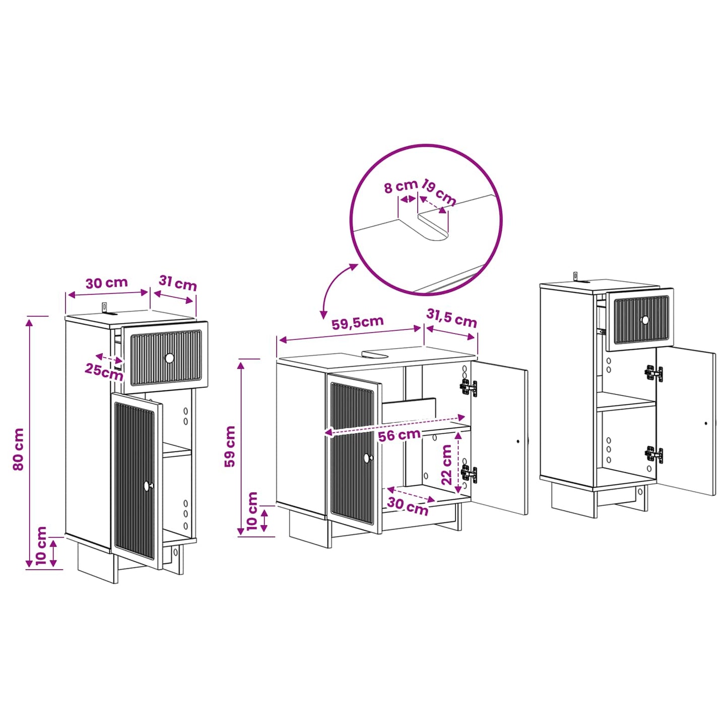 Set di Armadi da Bagno da 2 Pezzi EDE Sonoma grigio | homemem39
