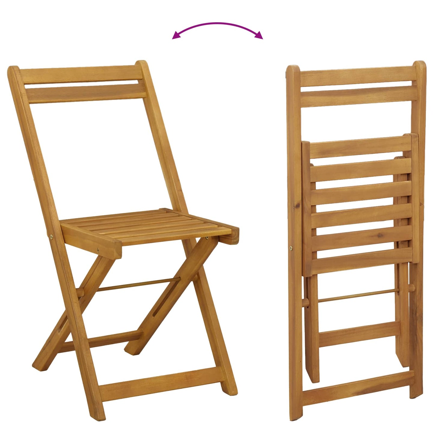 Sedie da giardino pieghevoli 4 pz Naturale