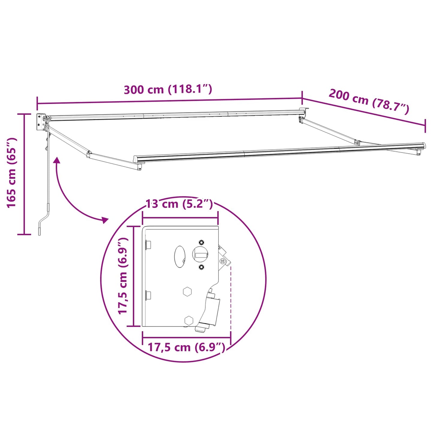 Struttura della tenda elettrica retrattile Antracite 3 x 2 m - homemem39